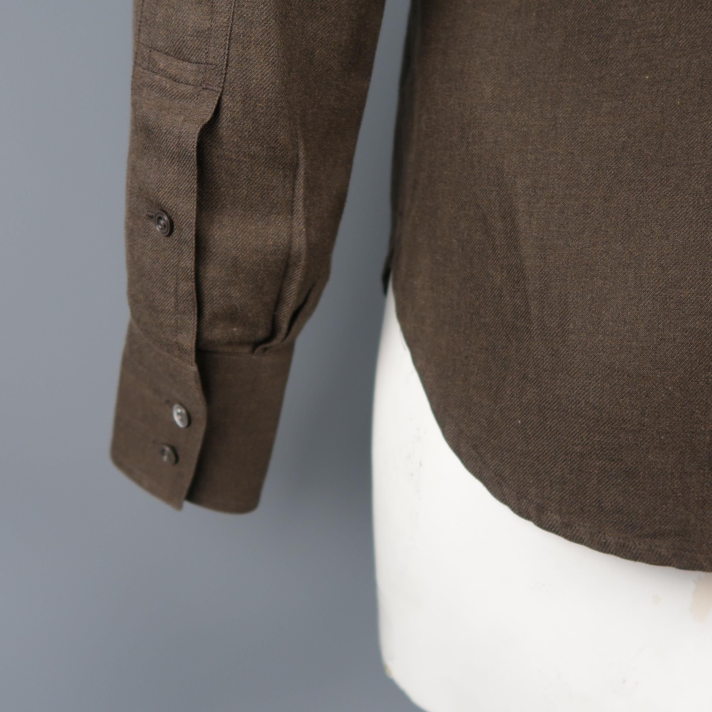 TOM FORD Size S Brown Solid Cotton Long Sleeve Shirt 2
