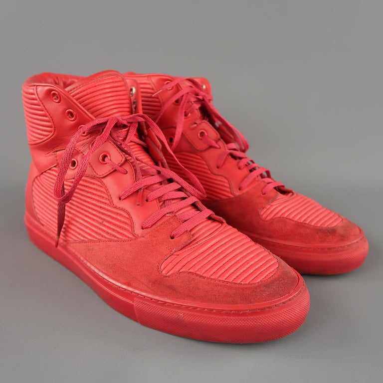 balenciaga red leather trainers