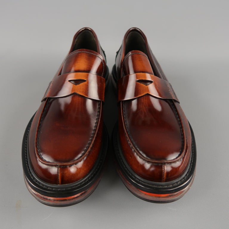 prada penny loafer brown
