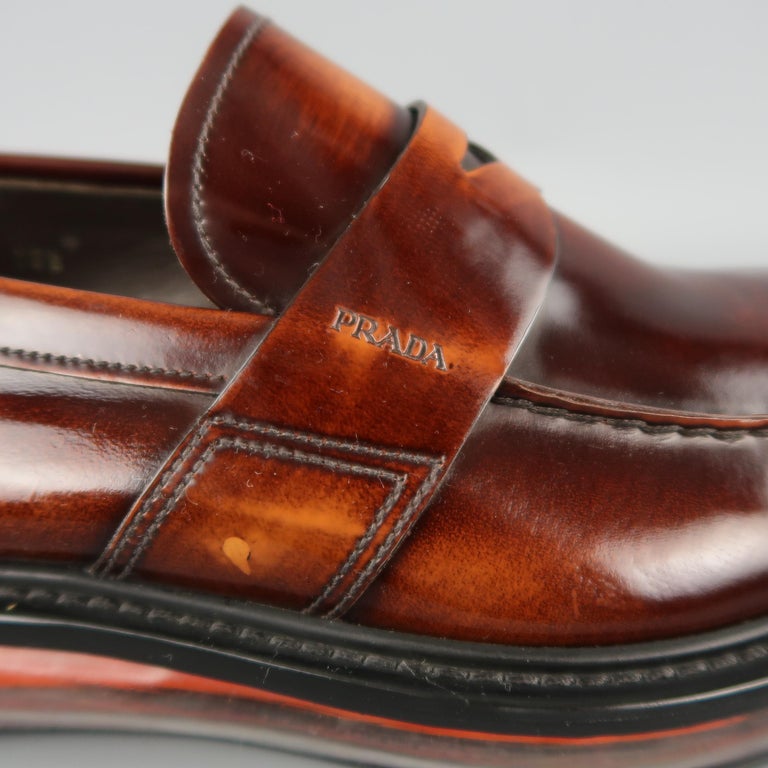 Prada Men’s Glossy Burnt Orange Patent Leather Loafers St. Moritz leather loafers in brown - Prada | Mytheresa main image 2