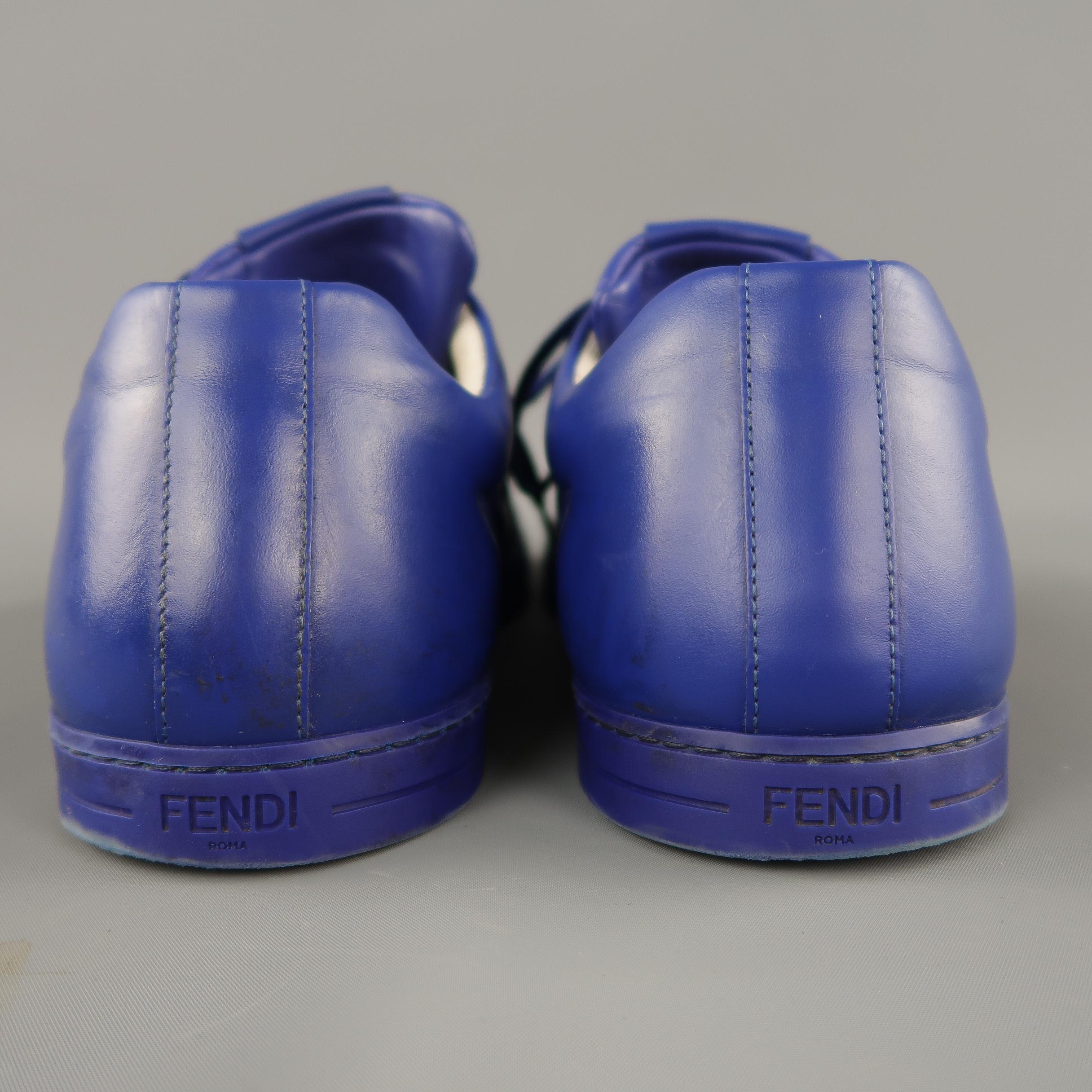 Men's FENDI Size 10 Royal Blue Leather Low Top Sneakers