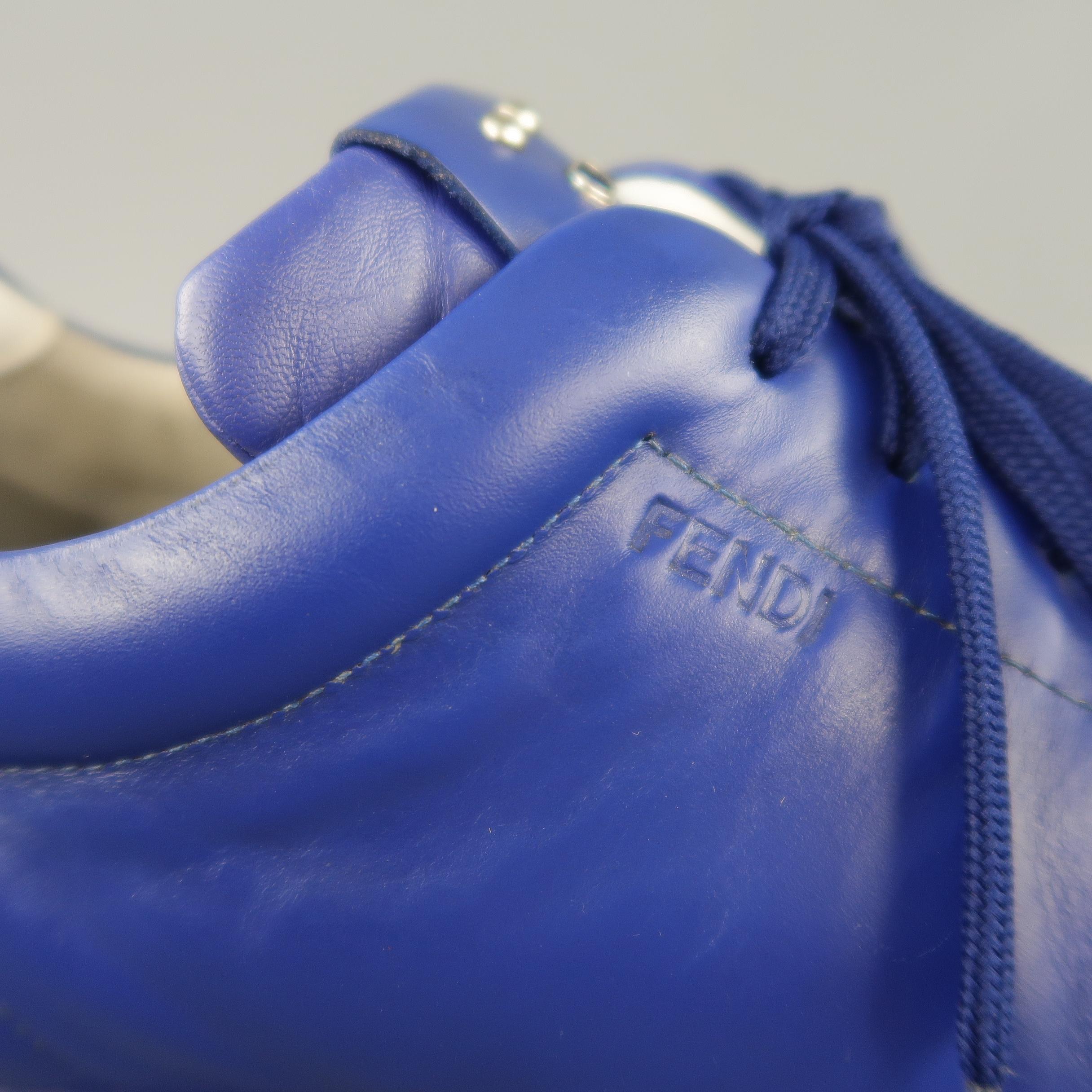 FENDI Size 10 Royal Blue Leather Low Top Sneakers In Good Condition In San Francisco, CA