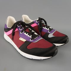 GUCCI Size 11 Burgundy Black Purple & Pink Color Block Satin Ipanema Sneakers