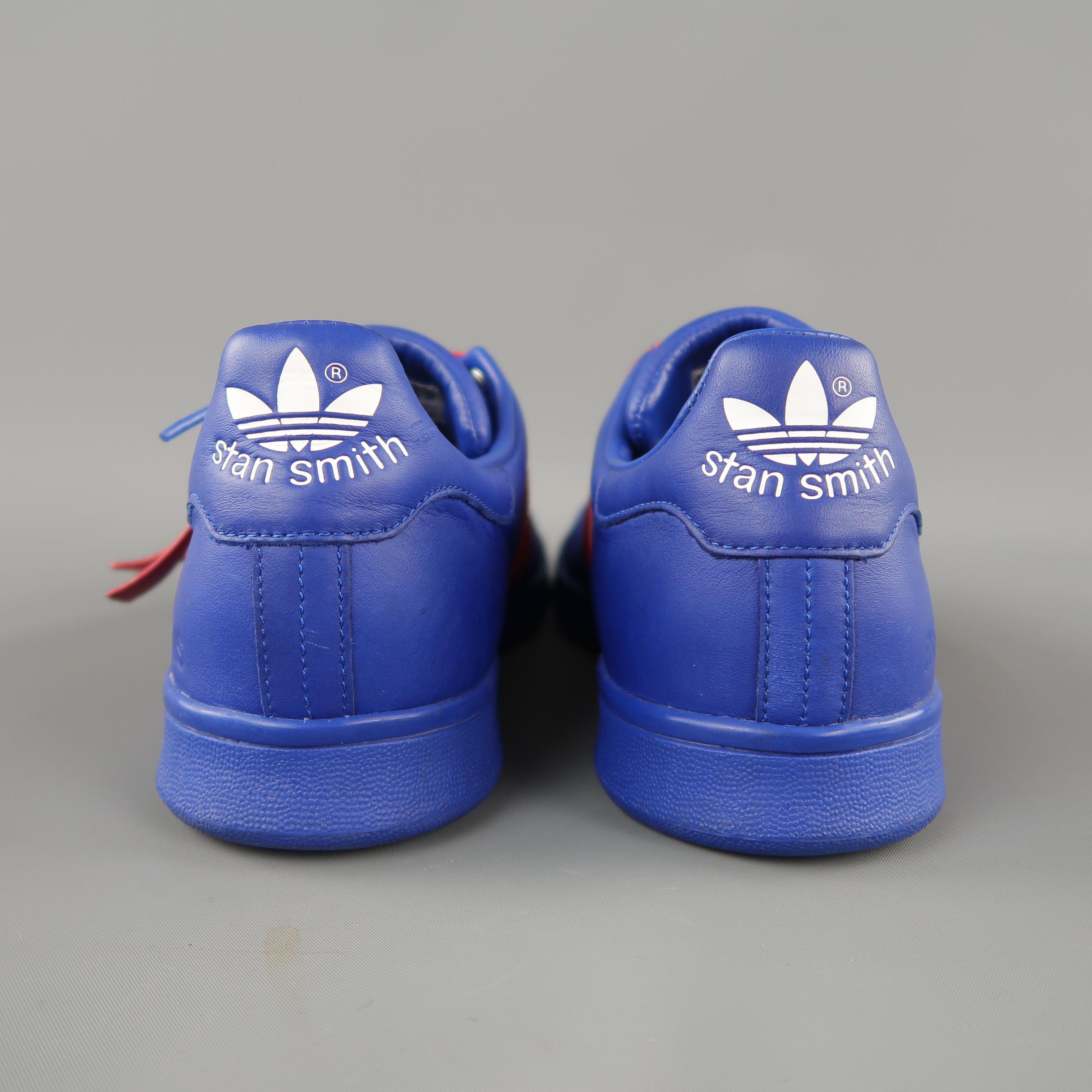 ADIDAS x RAF SIMONS Size 9.5 Royal Blue & Red Leather Stan Smith Sneakers 2
