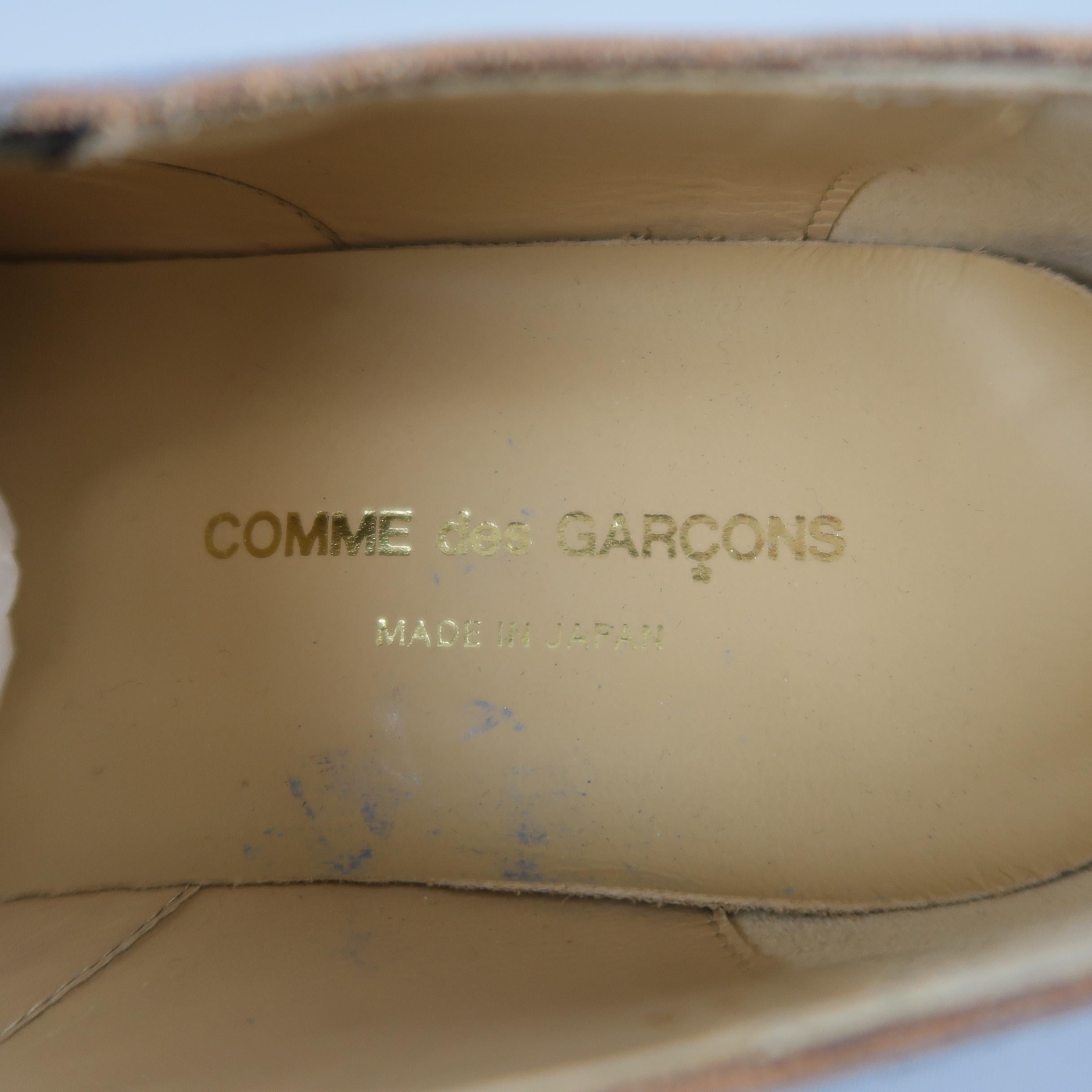 Men's COMME des GARCONS HOMME PLUS Size 6 Grey Camo Strip Leather Loafers Shoes