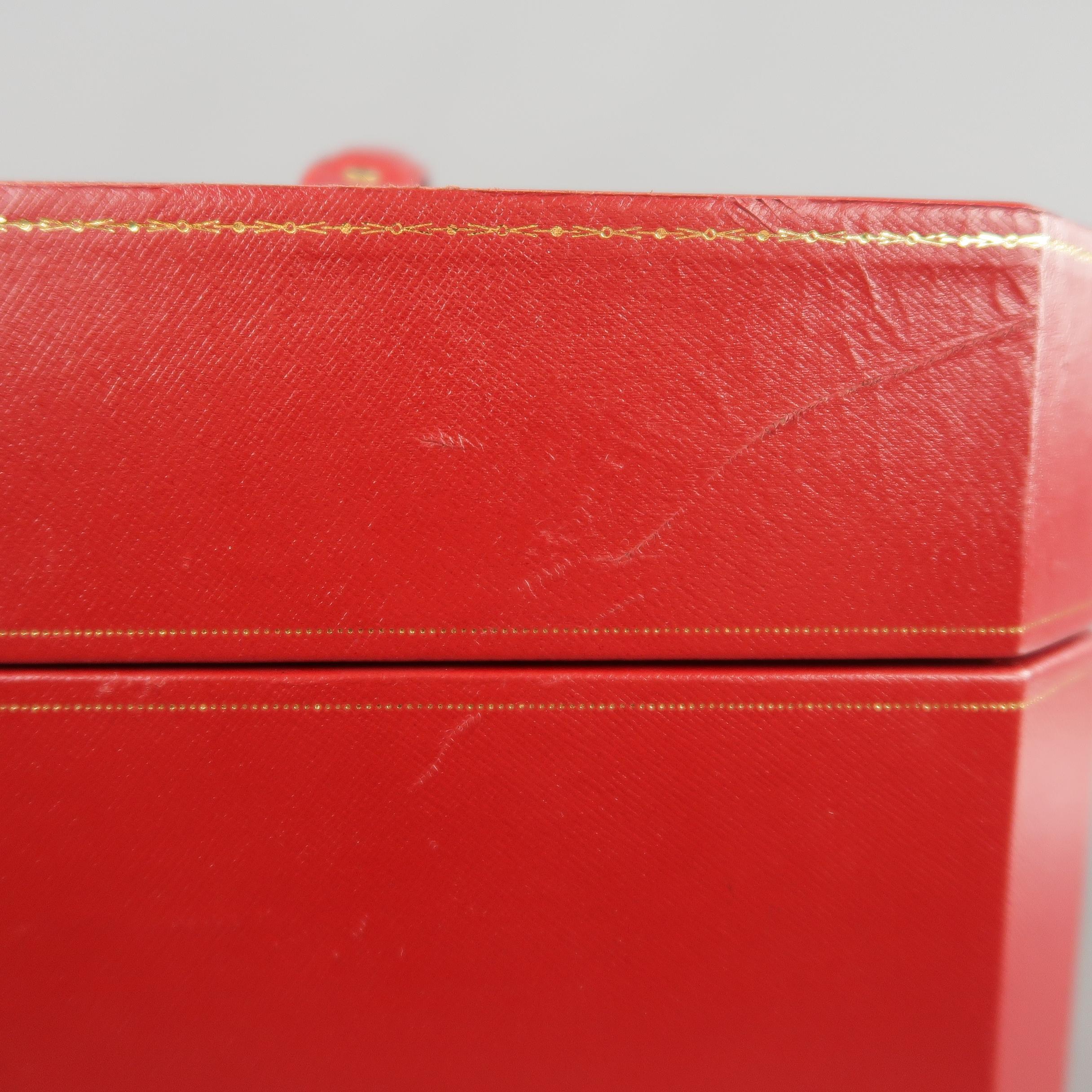 Vintage CARTIER Red Watch & Jewelry Storage Box with Drawer Compartments 4