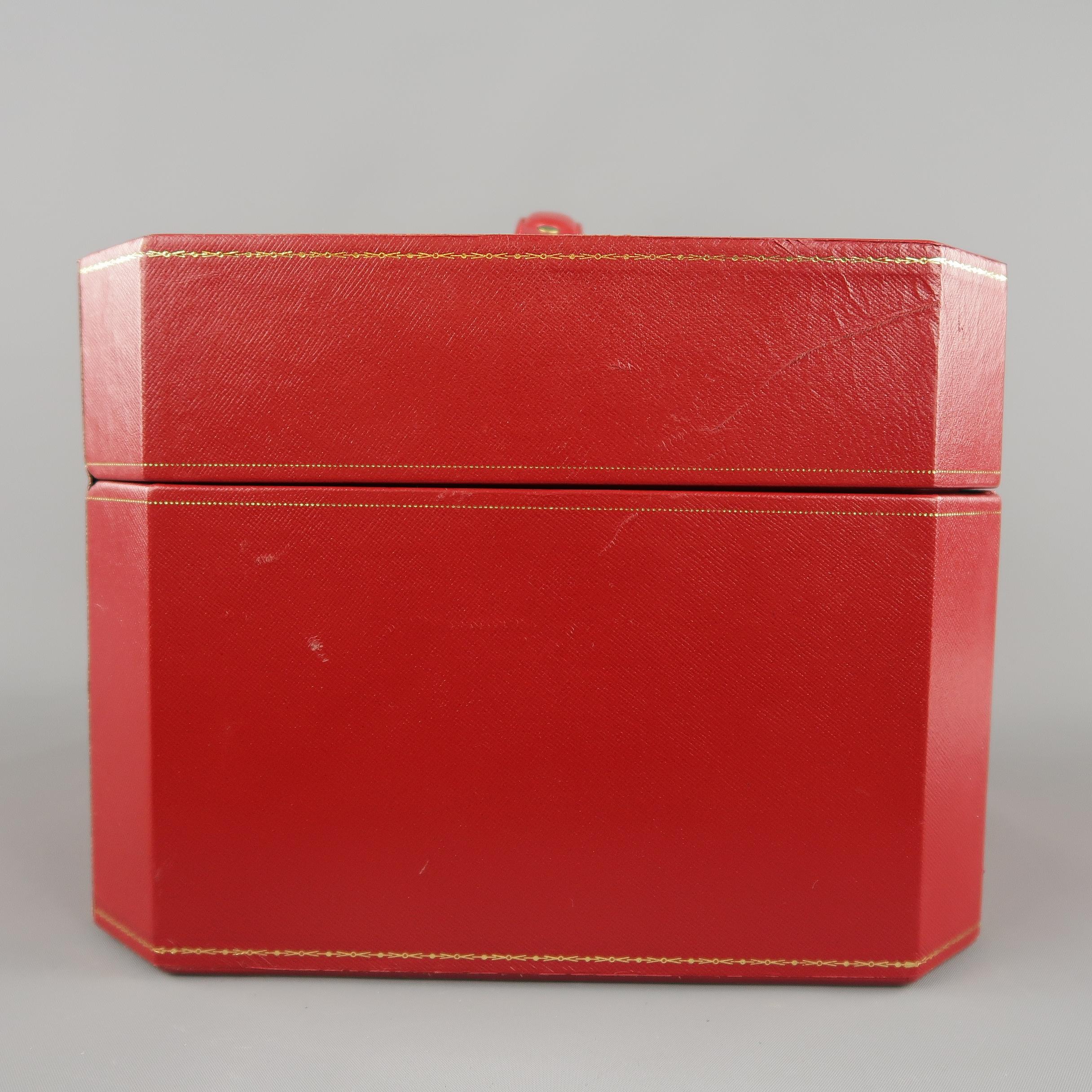 Vintage CARTIER Red Watch & Jewelry Storage Box with Drawer Compartments 3