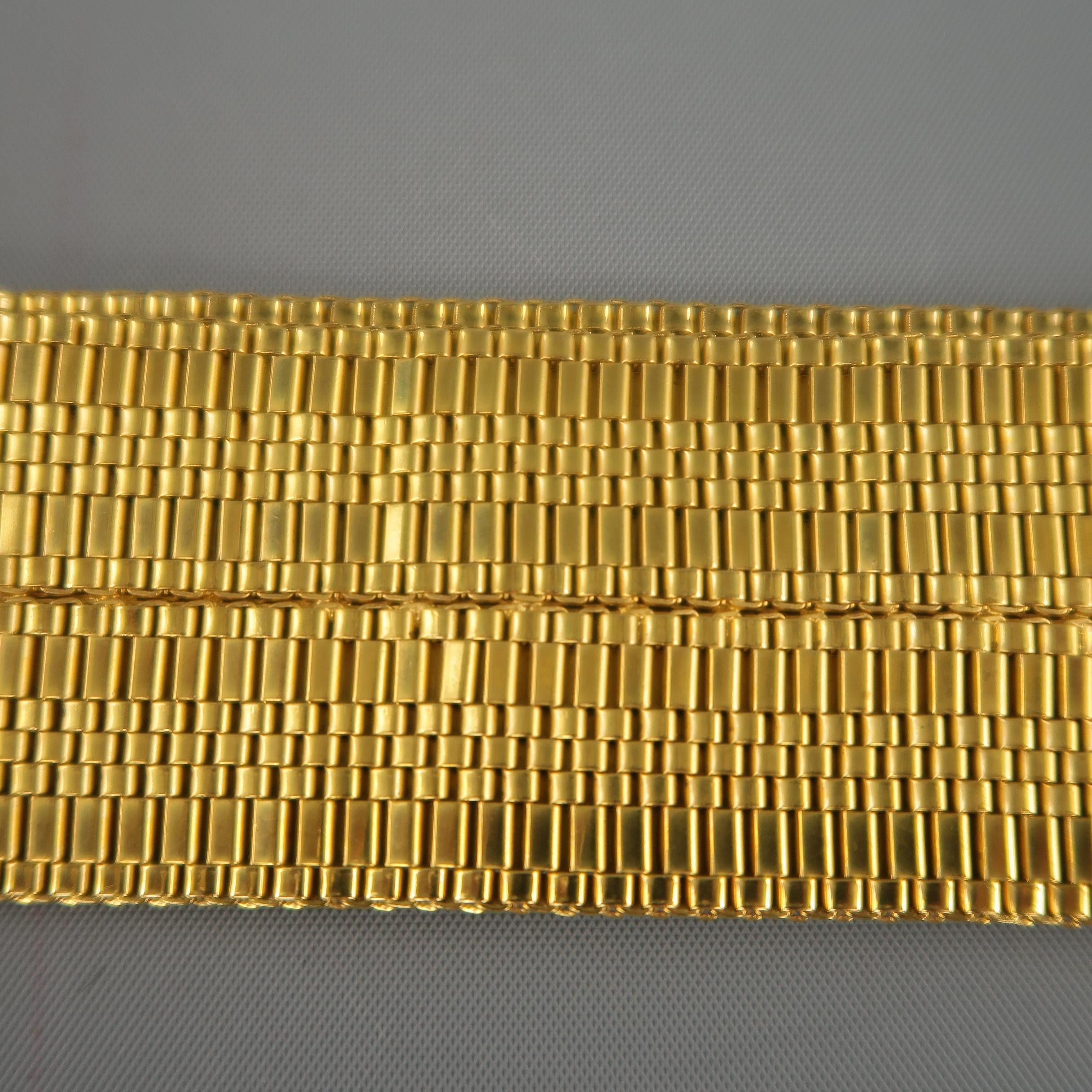 Brown Vintage CHANEL Gold Gripoix Rhinestone Byzantine Flower Metal Belt