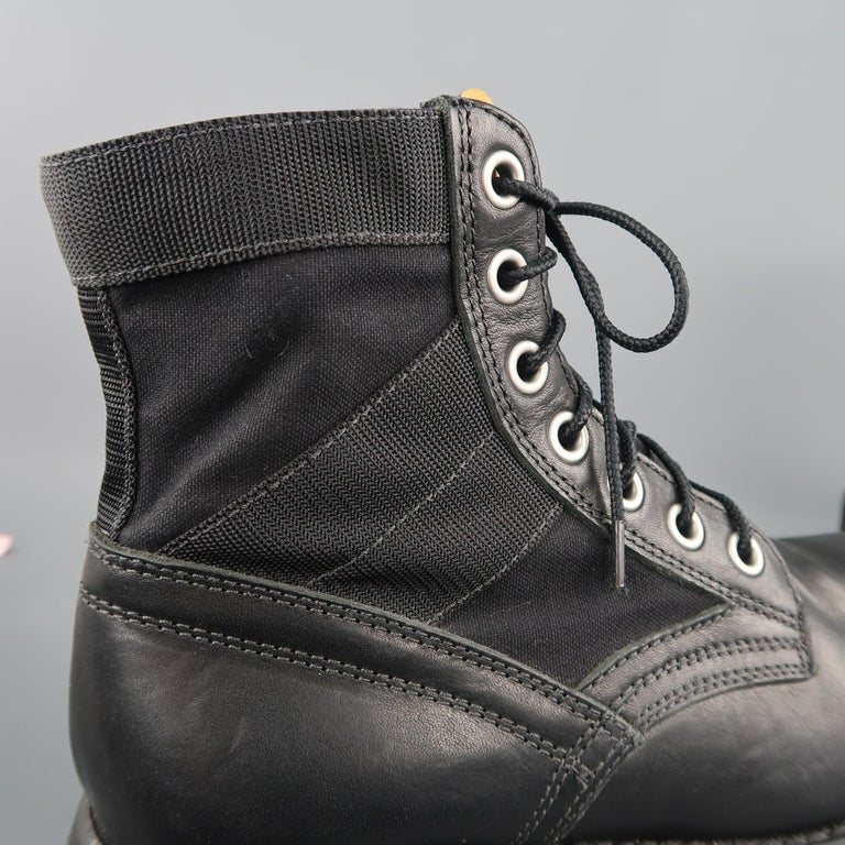 VISVIM 7 Hole 73' Folk Veggie Size 9 Black Solid Leather Boots at