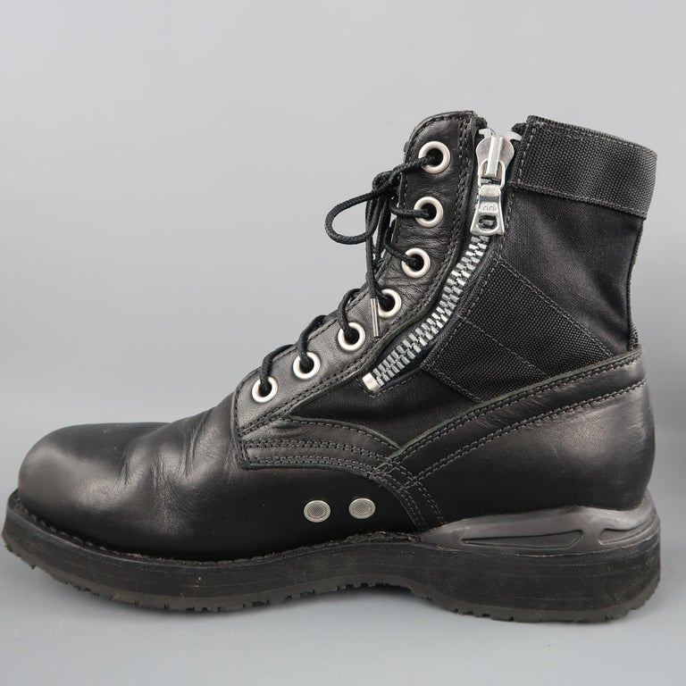 VISVIM 7 Hole 73' Folk Veggie Size 9 Black Solid Leather Boots at