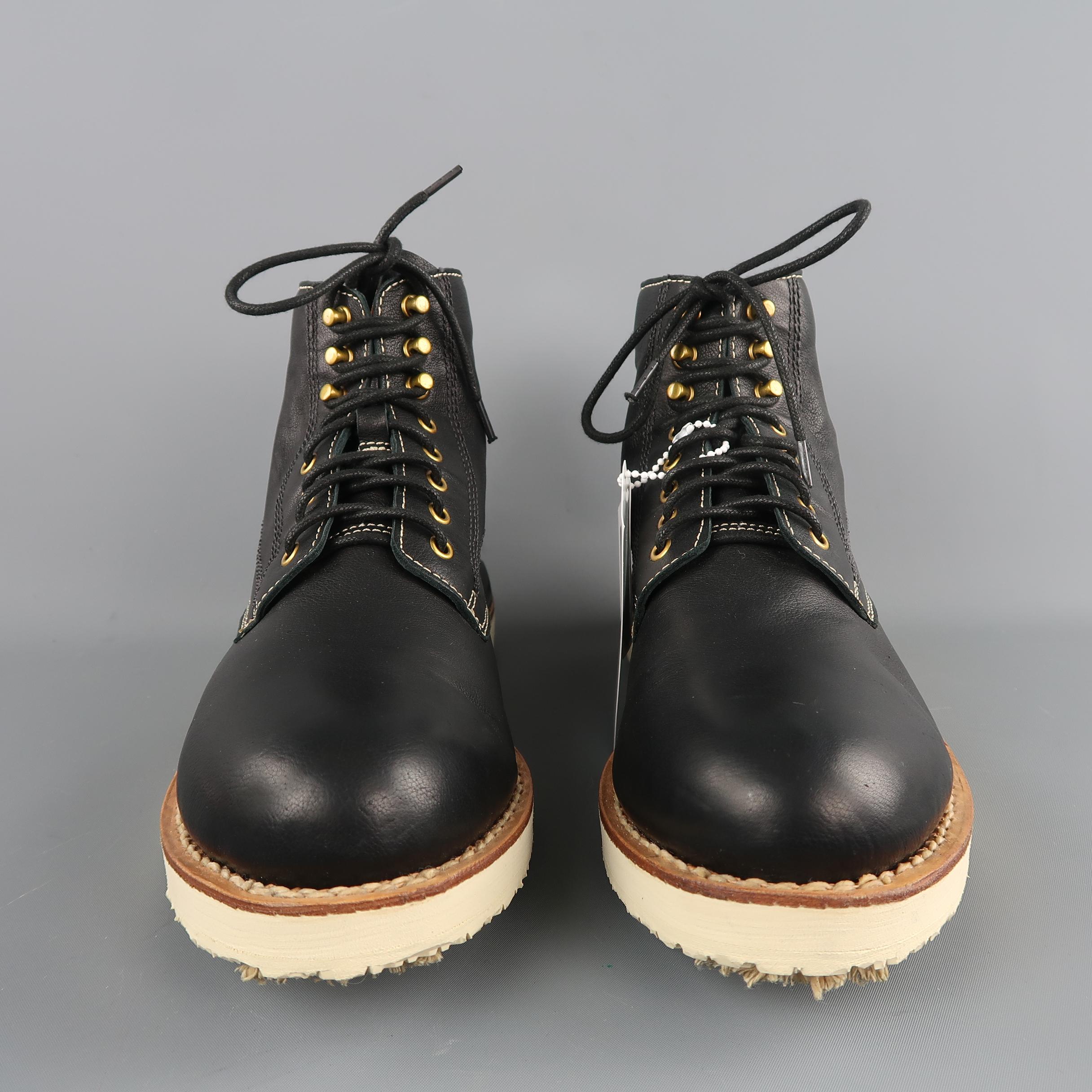 VISVIM Virgil Folk (KNGR) Size 10 Black Solid Leather Boots