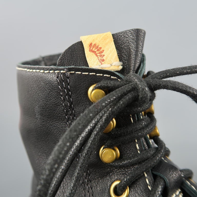 VISVIM Virgil Folk (KNGR) Size 10 Black Solid Leather Boots at 
