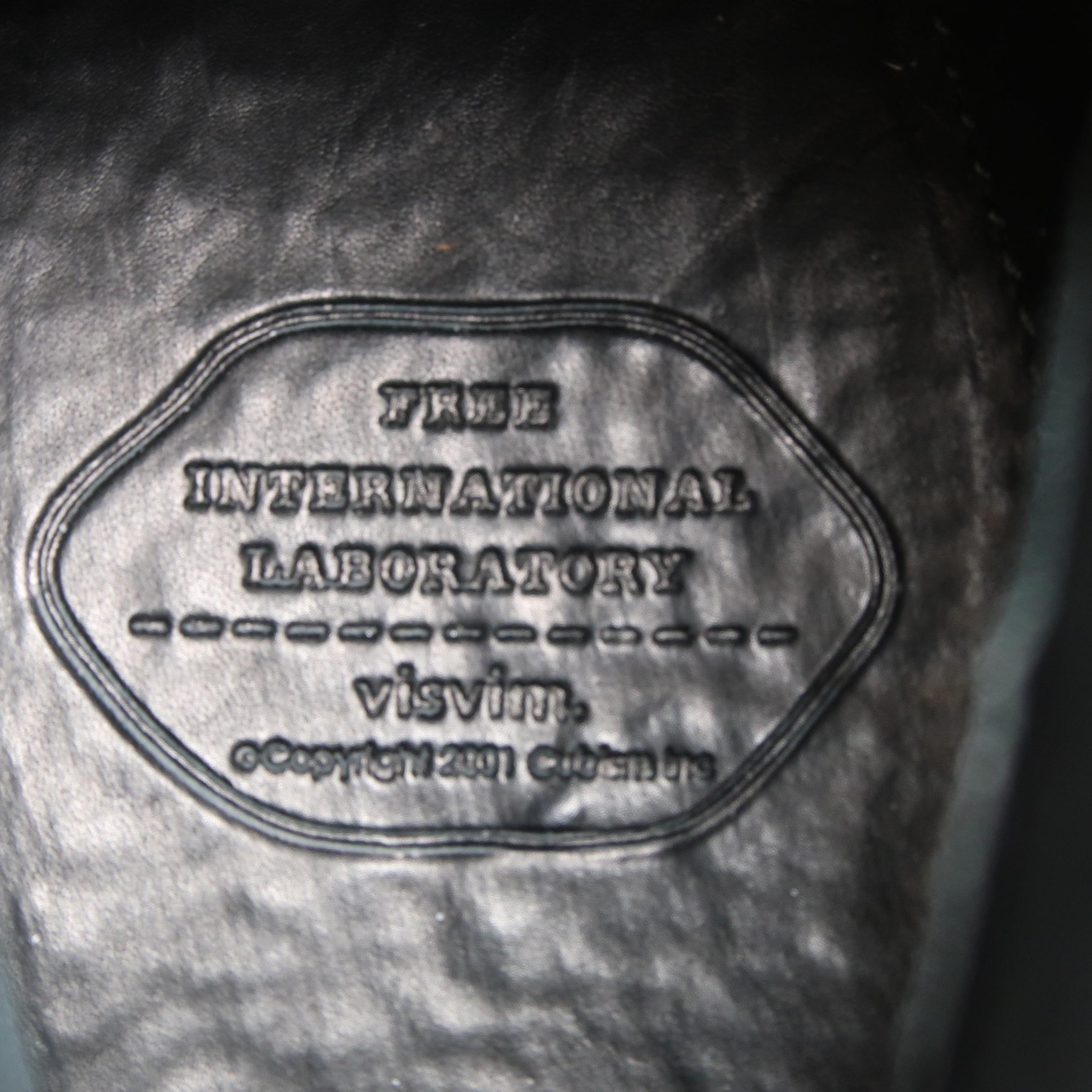 VISVIM Virgil Folk (KNGR) Size 10 Black Solid Leather Boots In New Condition In San Francisco, CA