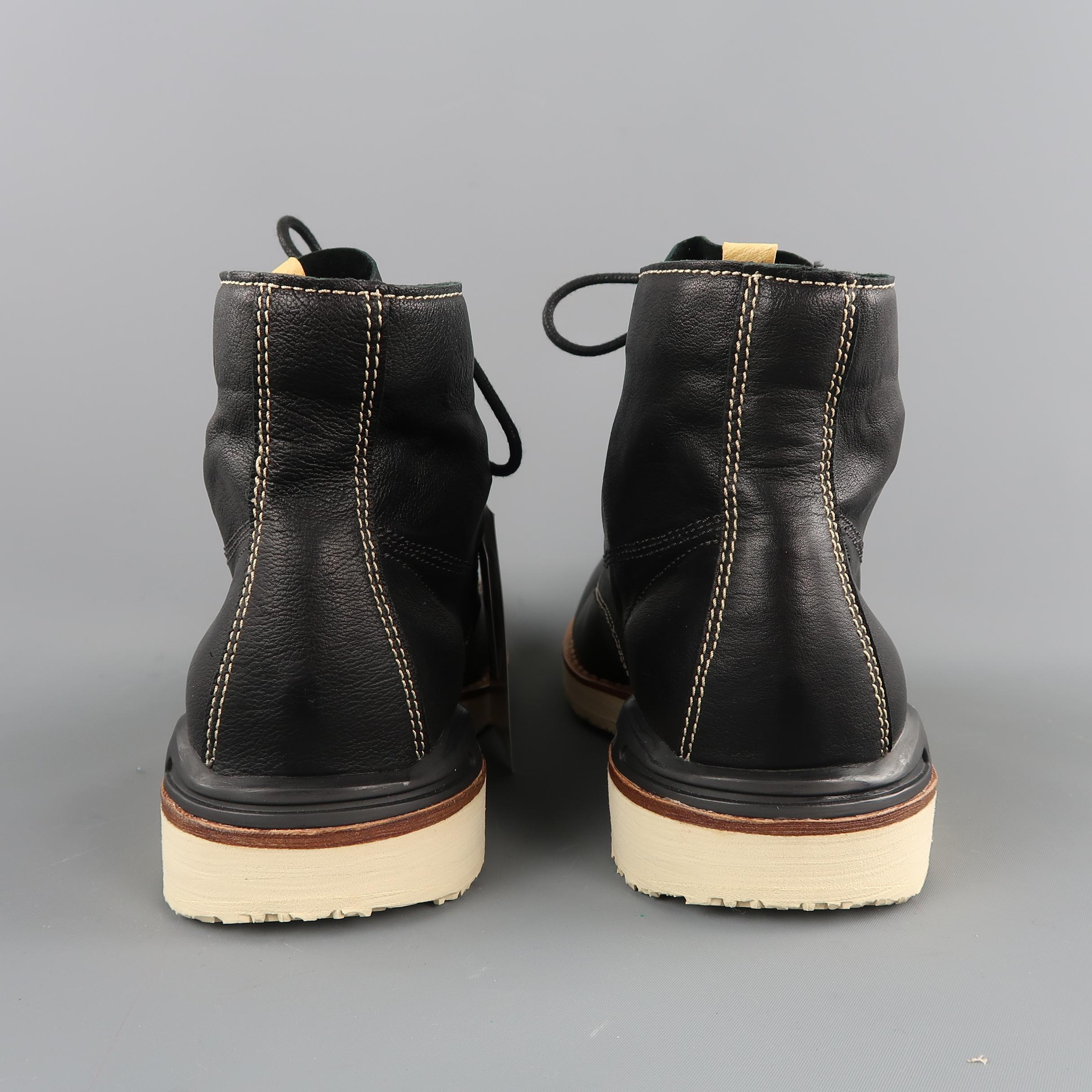 VISVIM Virgil Folk (KNGR) Size 10 Black Solid Leather Boots