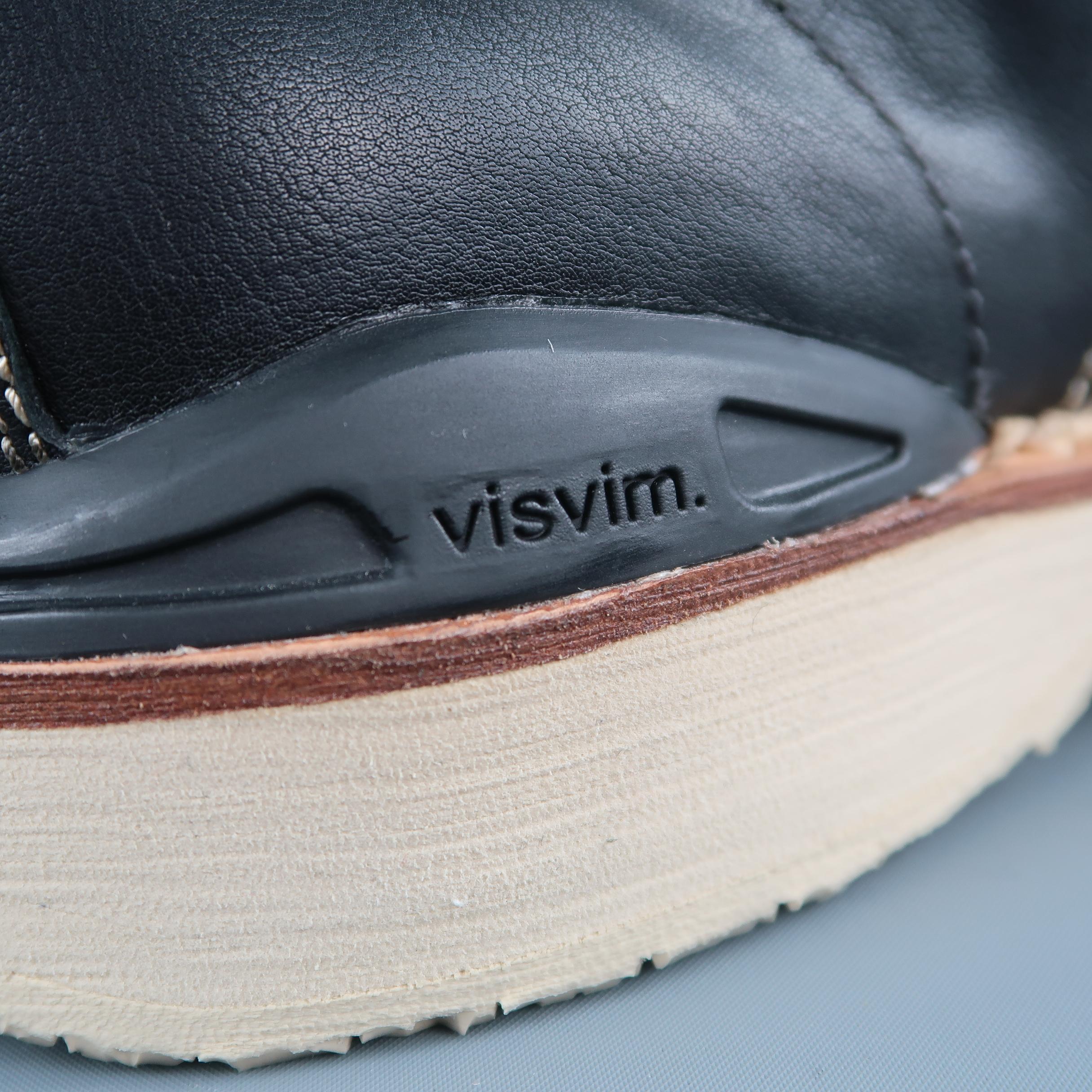 VISVIM Virgil Folk (KNGR) Size 10 Black Solid Leather Boots 2