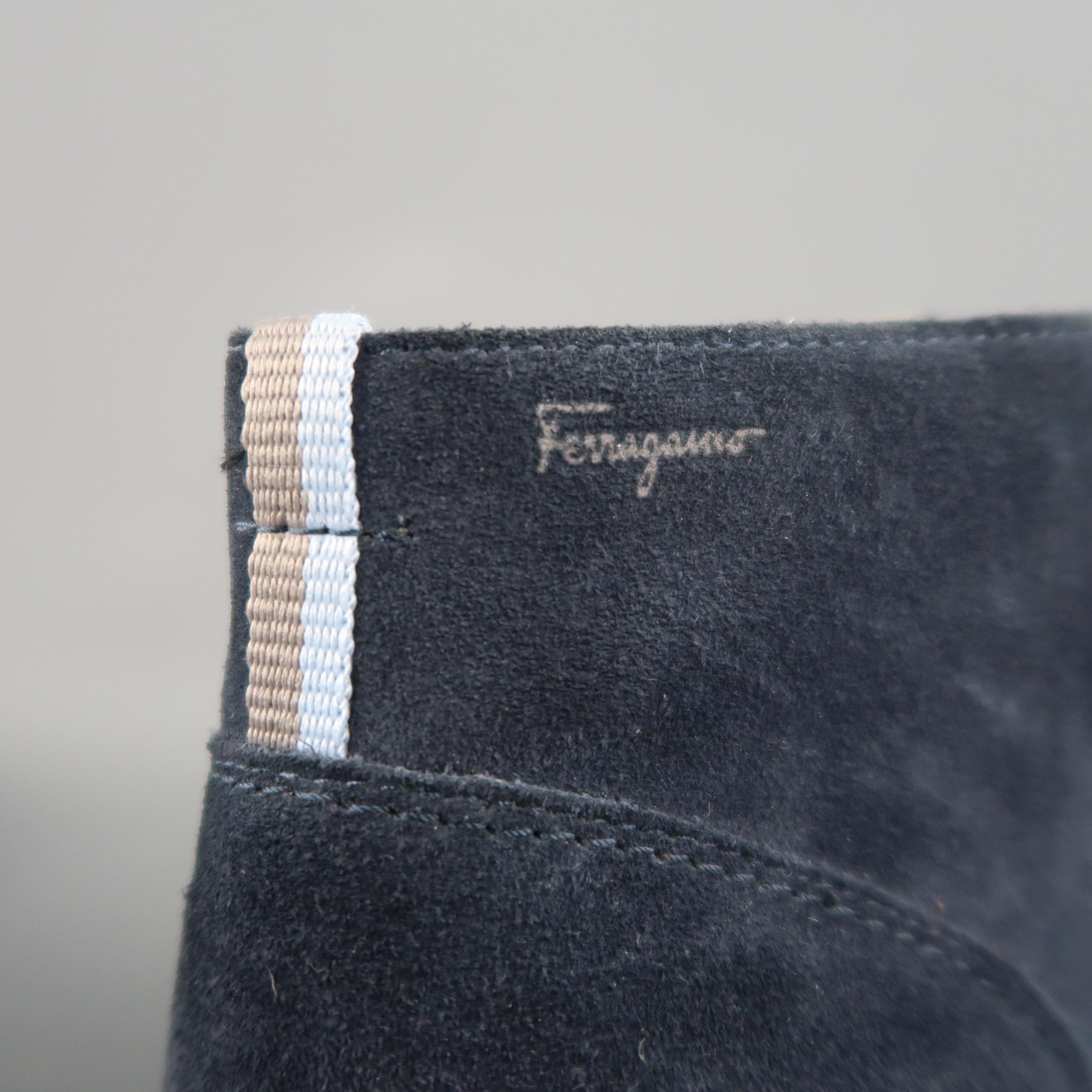 SALVATORE FERRAGAMO Size 11 Navy Solid Suede Ankle Chukka Boots 3
