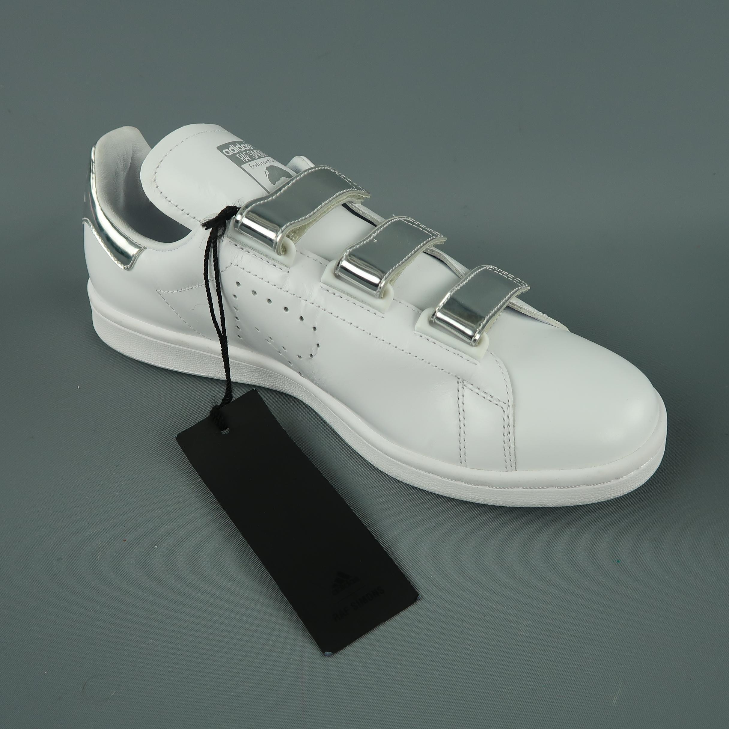 ADIDAS X RAF SIMONS Size 8.5 White Solid Leather Sneakers 5