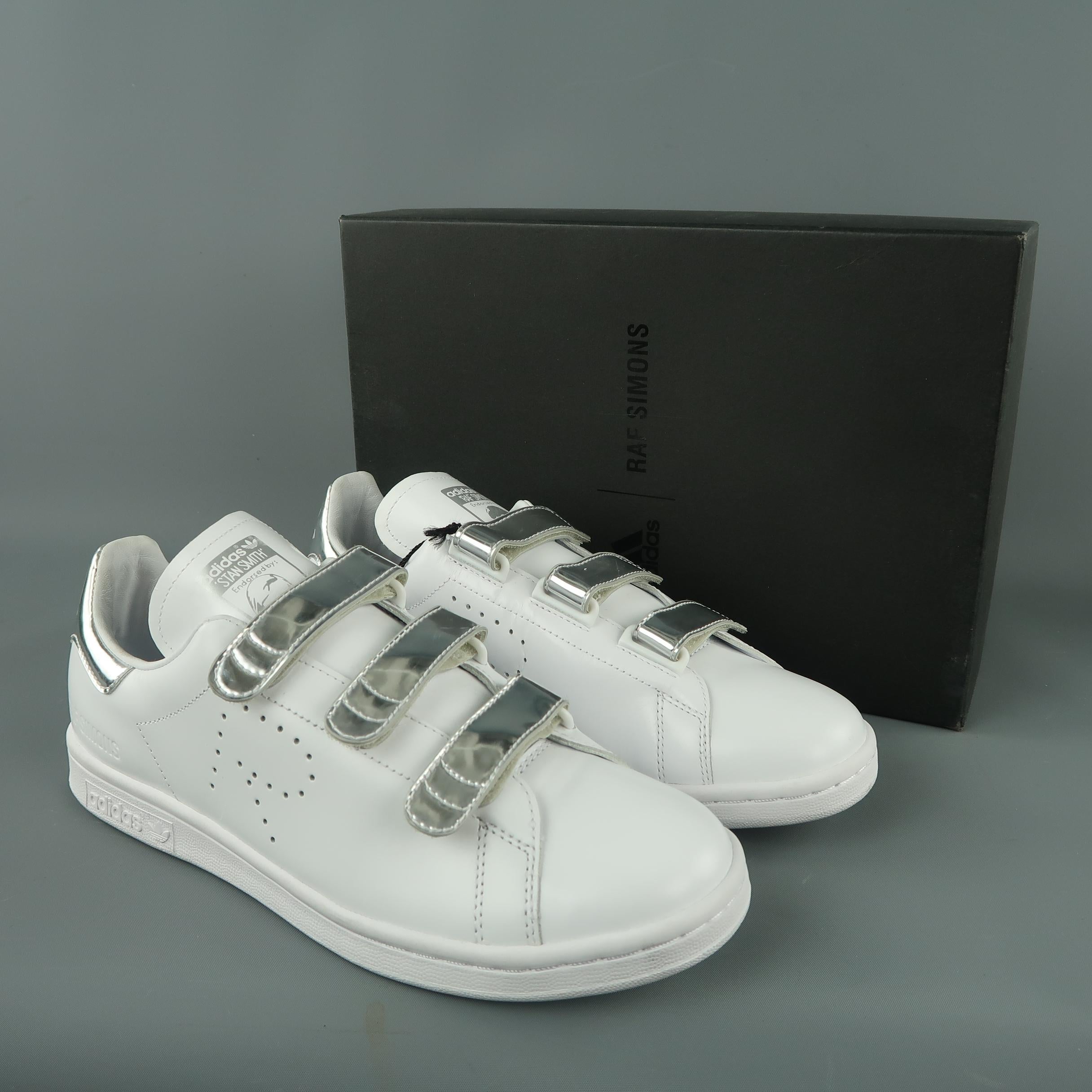 ADIDAS X RAF SIMONS Size 8.5 White Solid Leather Sneakers 6