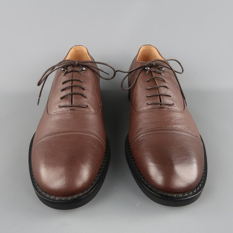 MAISON MARTIN MARGIELA Size 12 Brown Solid Leather Lace Up Shoes at ...