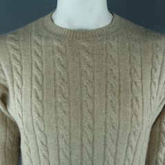 LORO PIANA Size 40 Khaki Cable Knit Cashmere Sweater