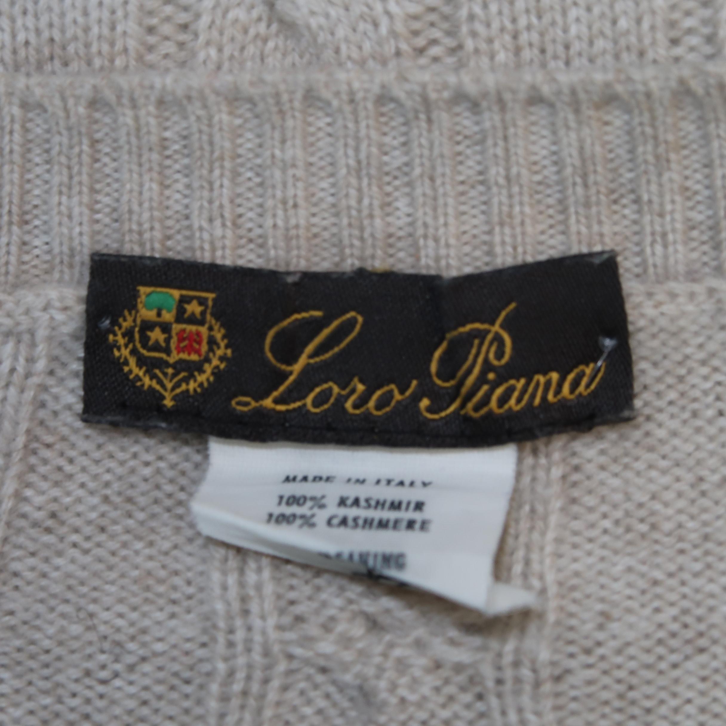 Men's LORO PIANA Size 40 Khaki Cable Knit Cashmere Sweater
