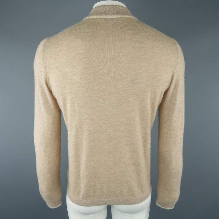 LUCIANO BARBERA Size 40 Khaki Knitted Cashmere Polo Pullover Sweater at ...