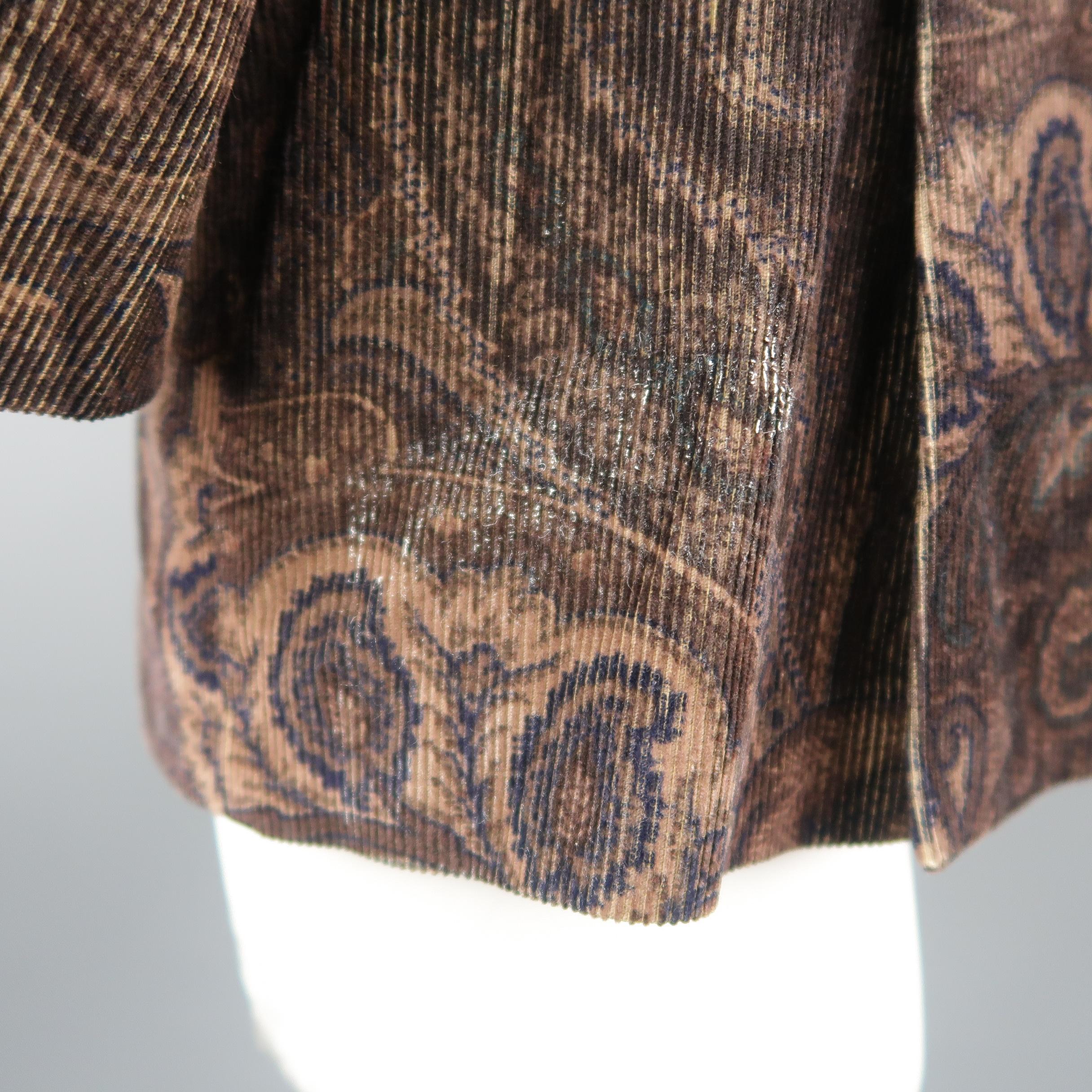 ETRO 40 Regular Brown Paisley Corduroy Blazer / Sport Coat 2