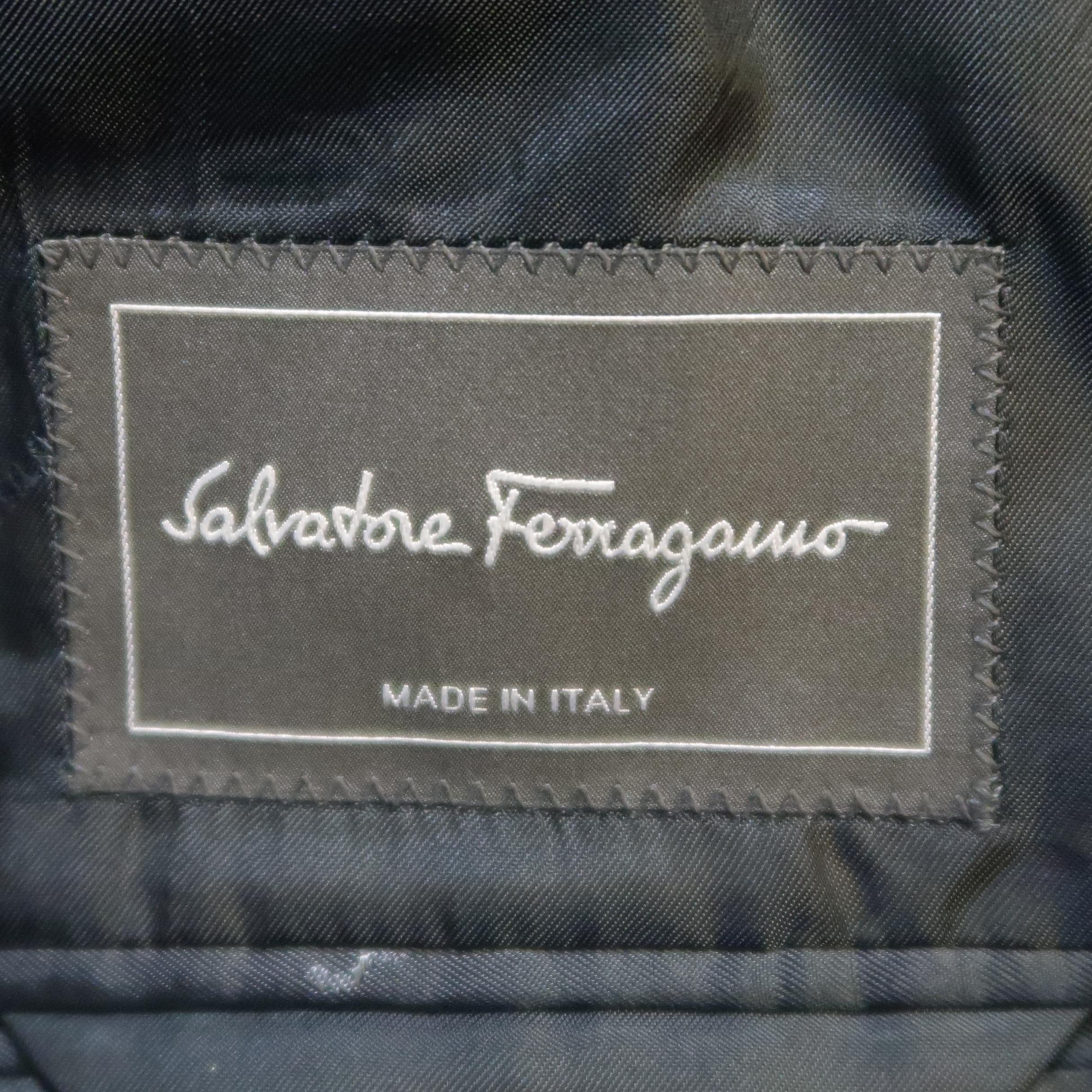 SALVATORE FERRAGAMO 42 Short Navy & Black Mixed Fabrics Wool / Mohair Sport Coat 5