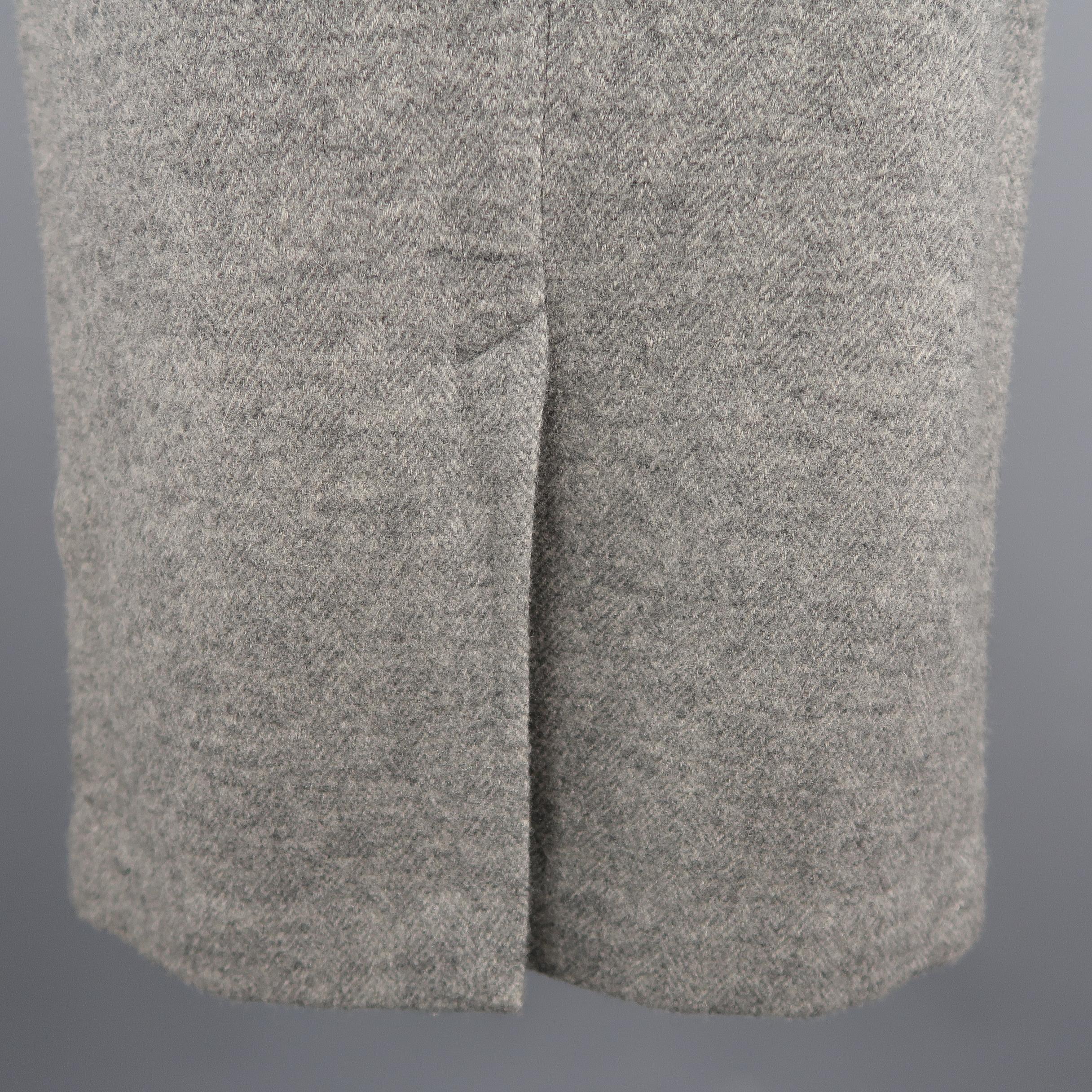 RALPH LAUREN Size 6 Grey Wool Blend Herringbone Pencil Skirt In Excellent Condition In San Francisco, CA