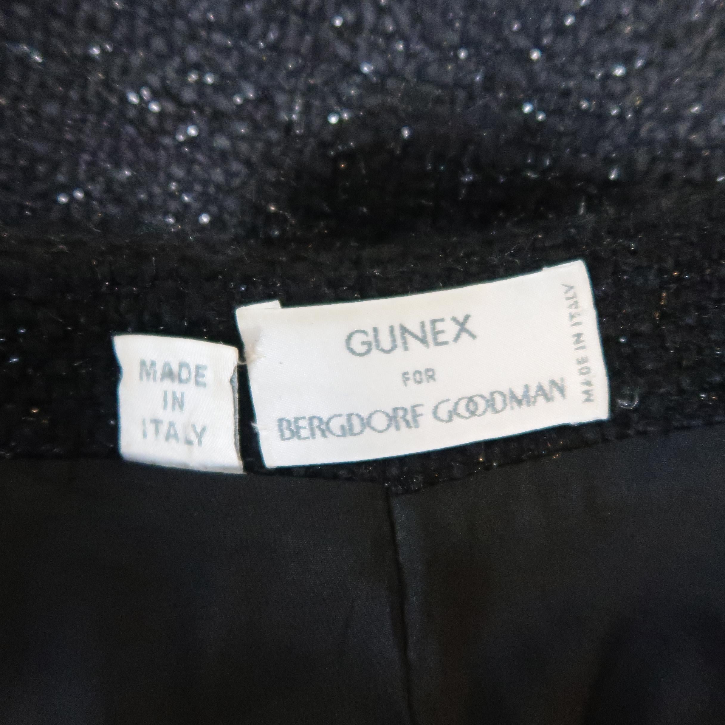 GUNEX for BERGDORF GOODMAN Size 8 Black Metallic Tweed A Line Skirt In Excellent Condition In San Francisco, CA