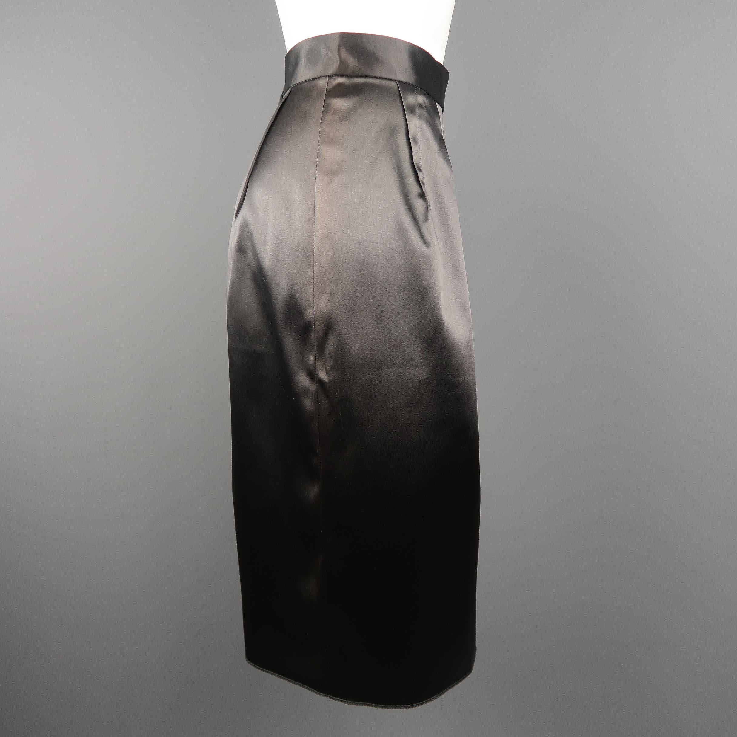 Women's DOLCE & GABBANA Size 4 Gray Stretch Satin Darted Pencil Skirt 