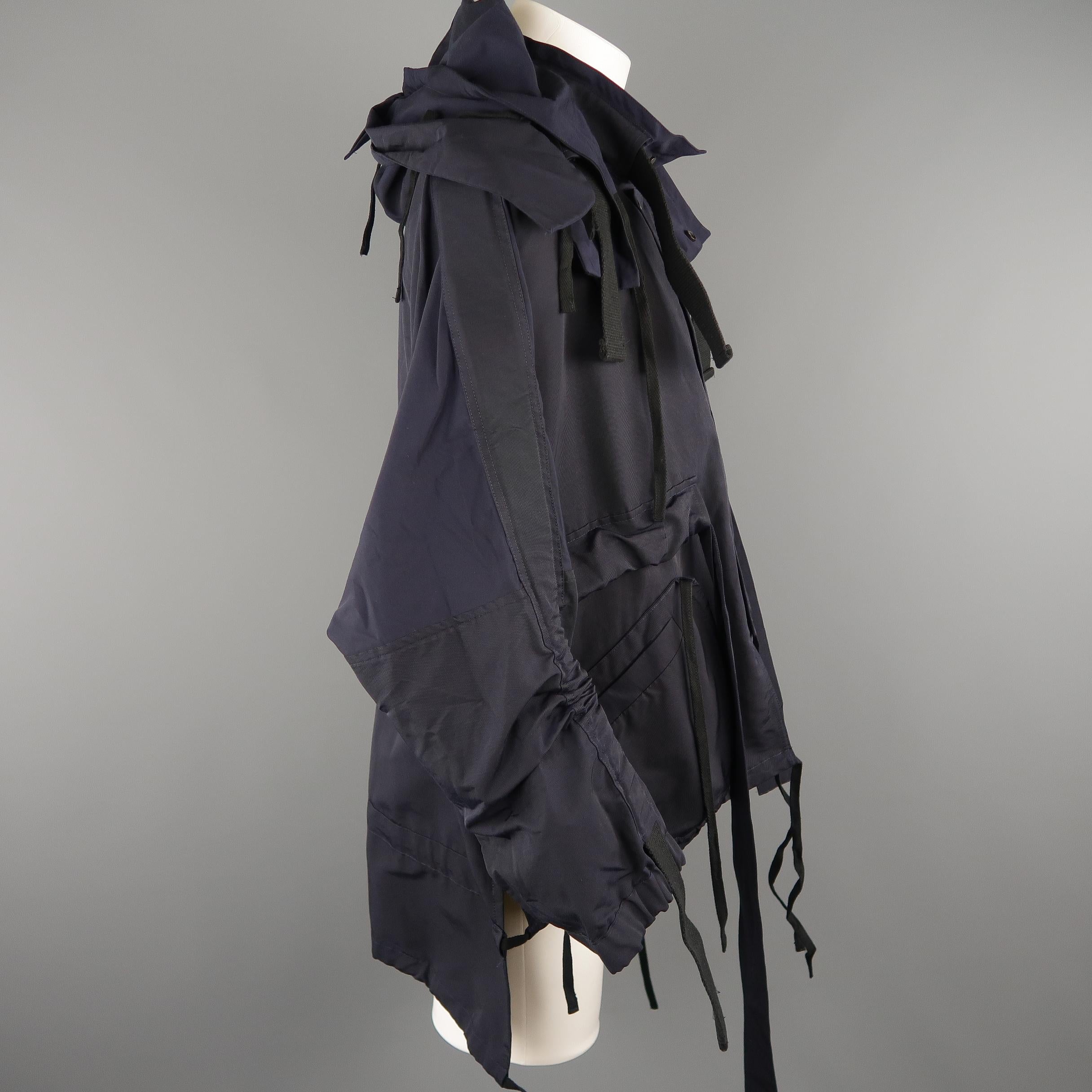 Women's or Men's CRAIG GREEN L Navy Solid Cotton / Nylon Detachable Hood Parachute Parka