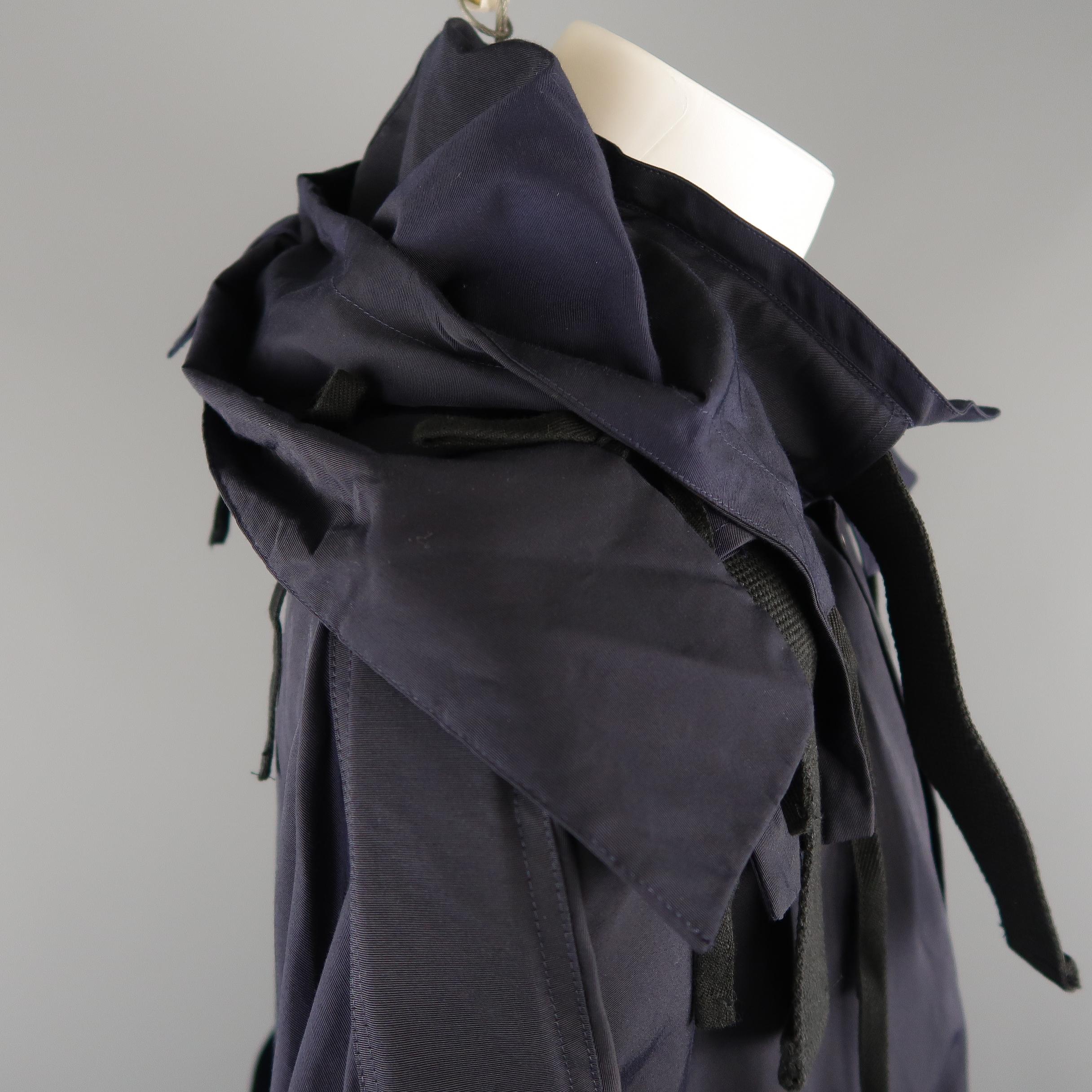 CRAIG GREEN L Navy Solid Cotton / Nylon Detachable Hood Parachute Parka 1