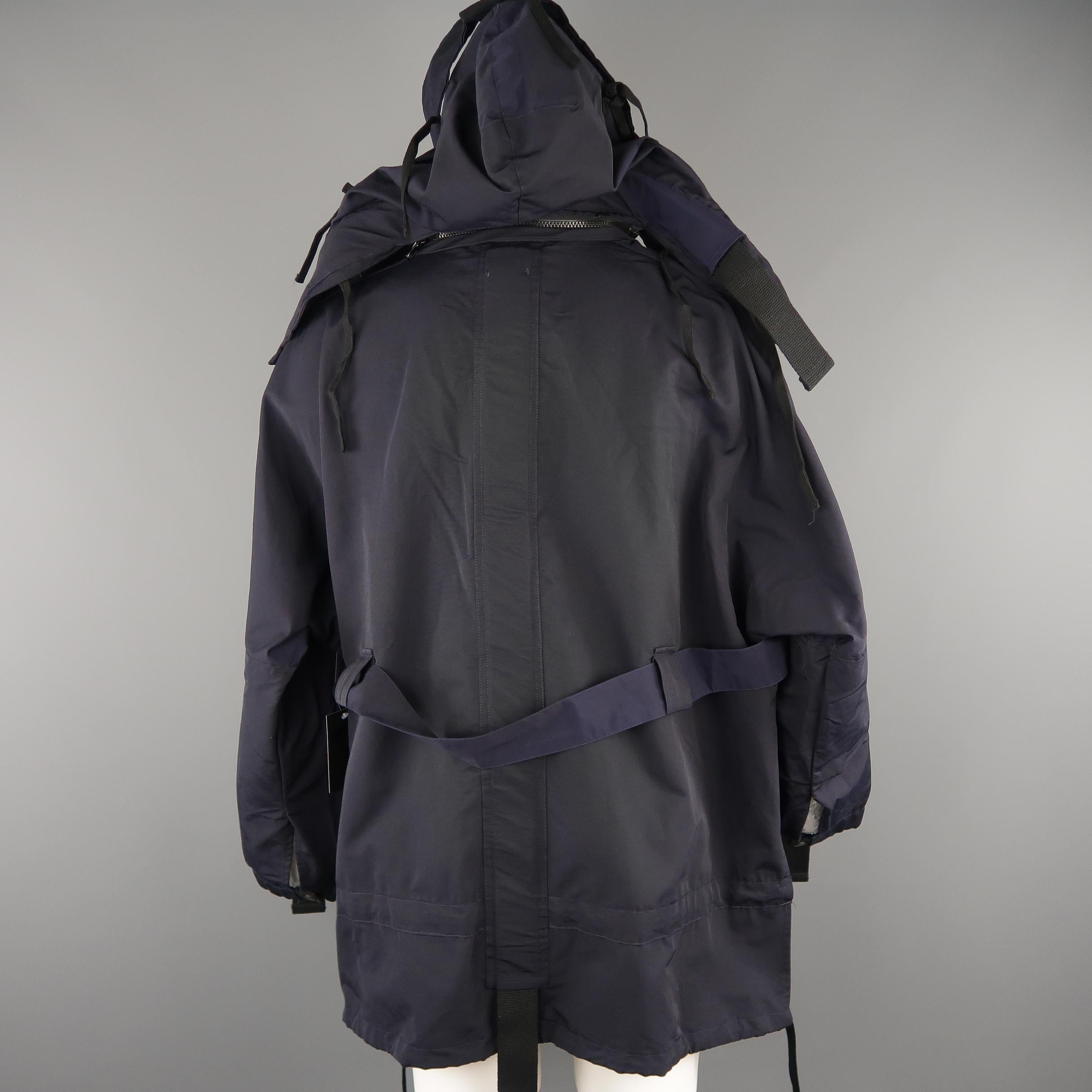 CRAIG GREEN L Navy Solid Cotton / Nylon Detachable Hood Parachute Parka 2