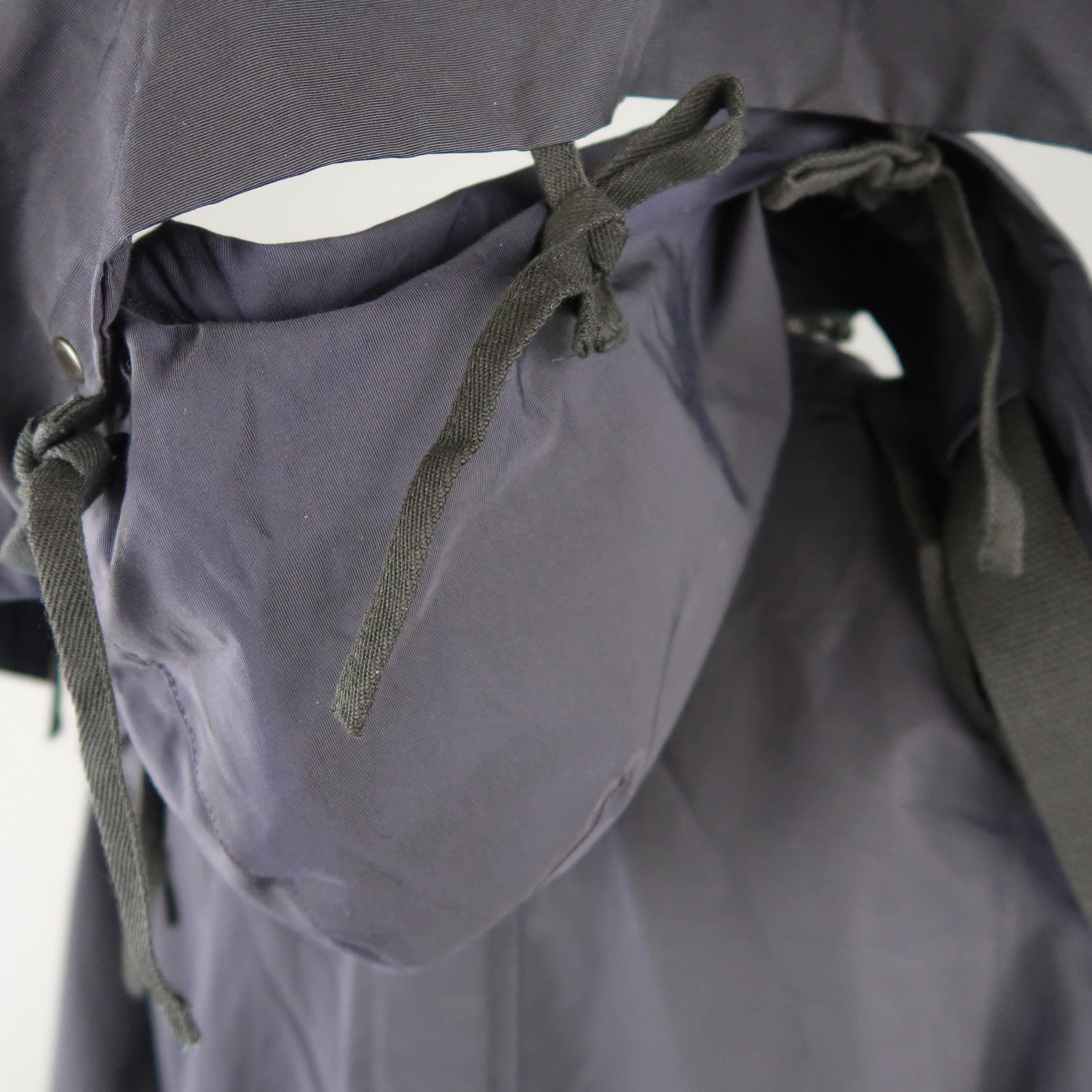 CRAIG GREEN L Navy Solid Cotton / Nylon Detachable Hood Parachute Parka 3