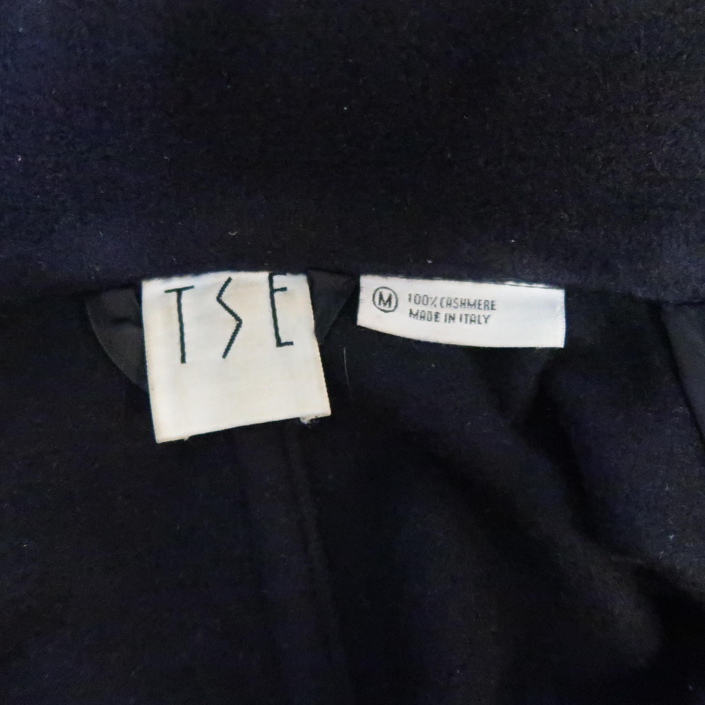 TSE Size M Navy Cashmere Single Breasted Notch Lapel Patch Pocket Coat  2