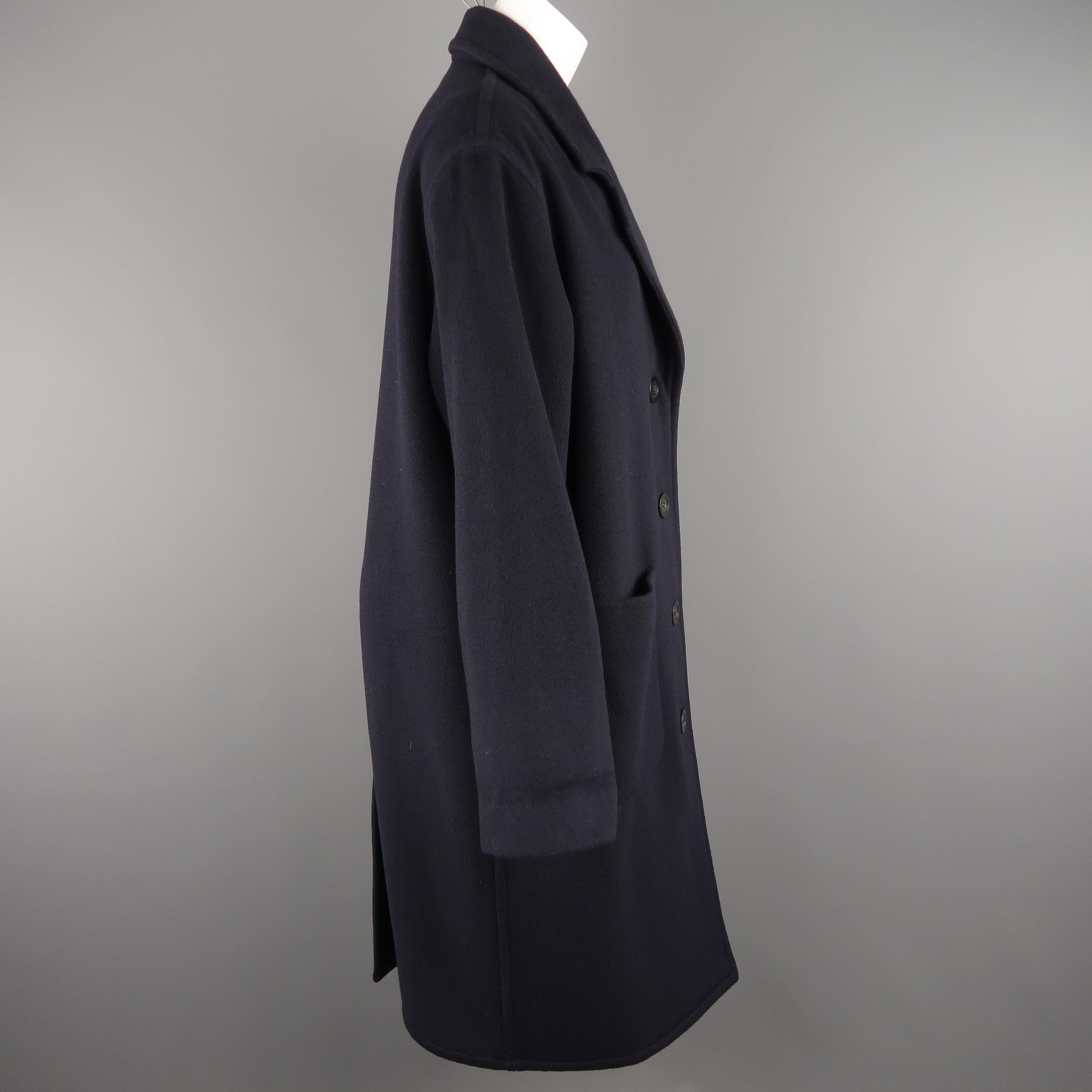 TSE Size M Navy Cashmere Single Breasted Notch Lapel Patch Pocket Coat  In Excellent Condition In San Francisco, CA