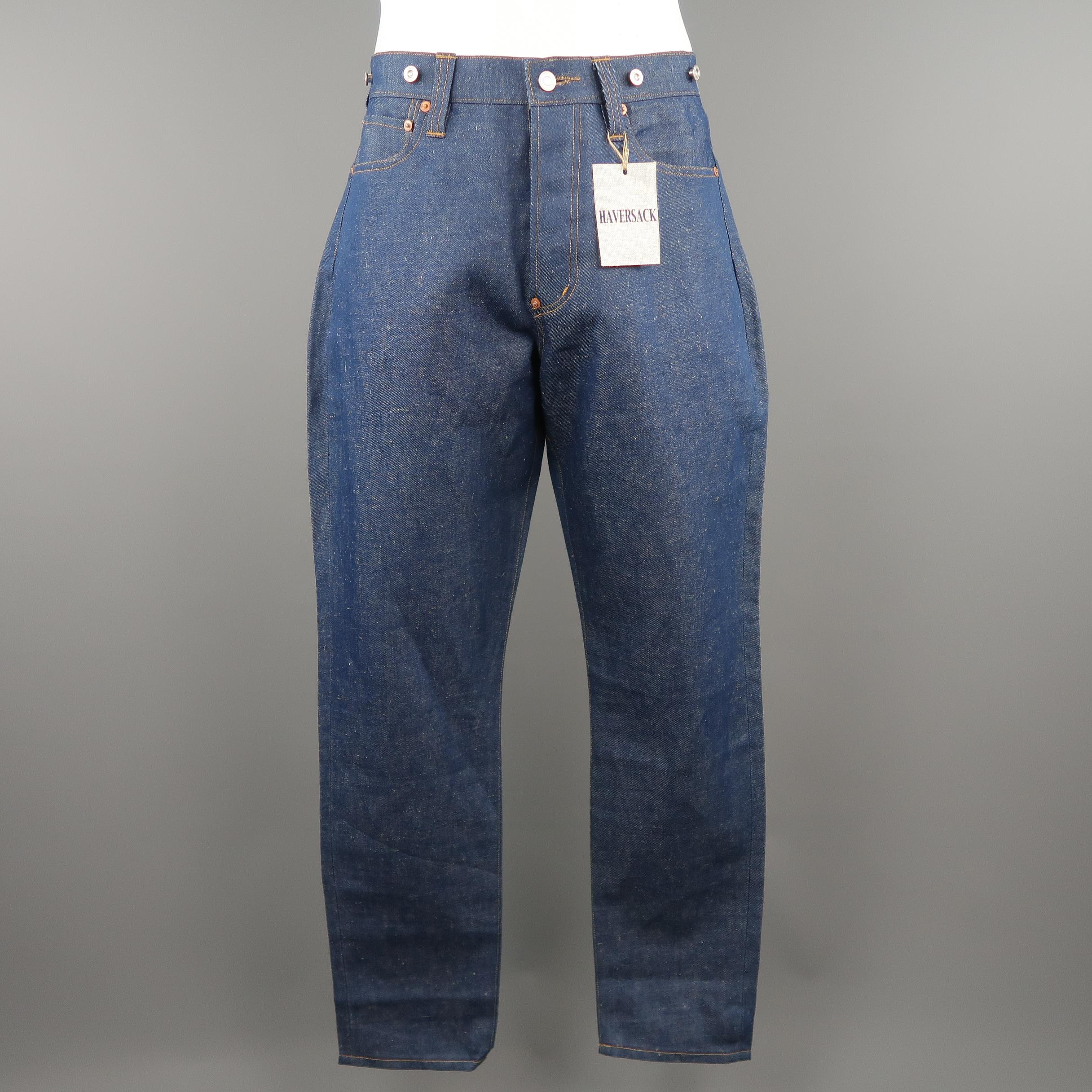 HAVERSACK Size M Blue Cotton / Linen Denim Button Fly Jeans 1
