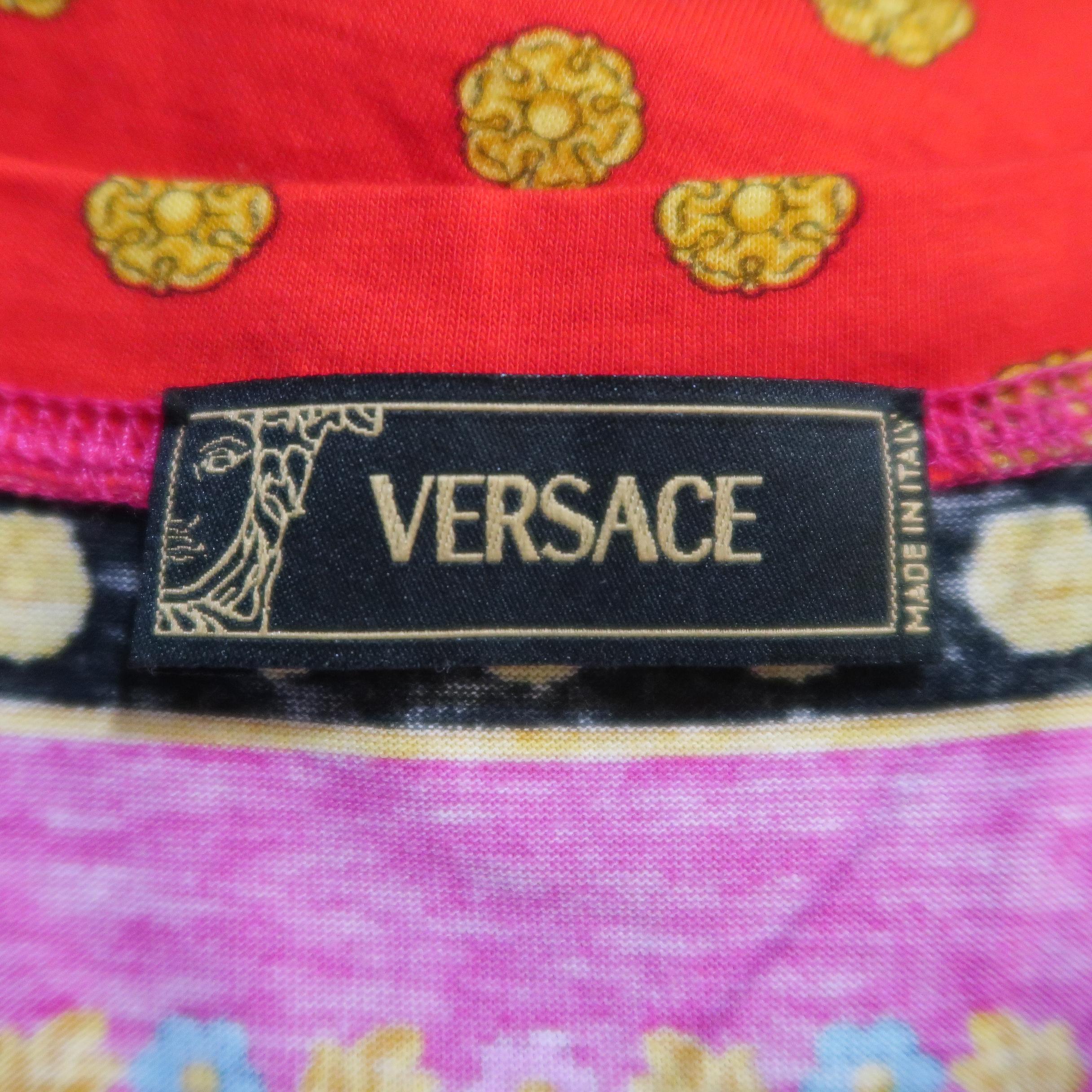 VERSACE Chaos Couture Limited Edition Size S Red & Pink Print Cotton T-shirt 2