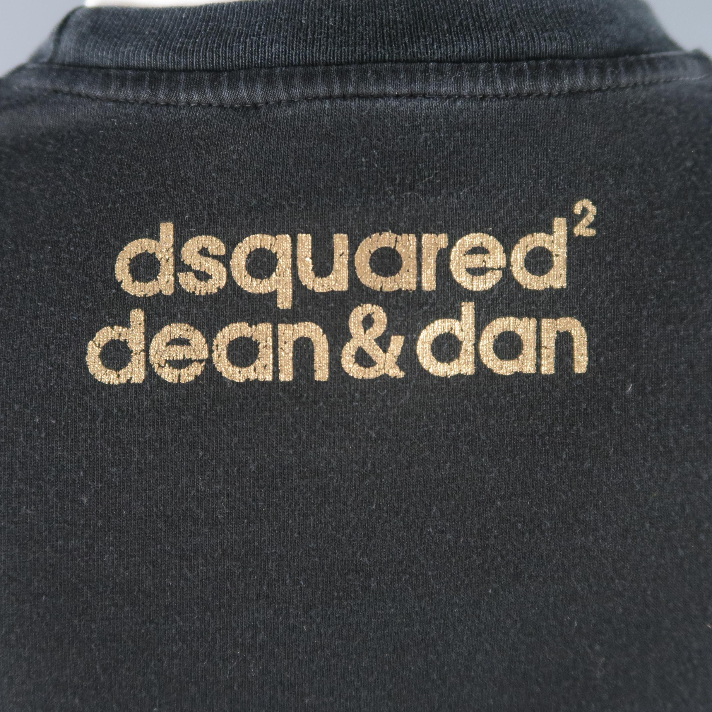 Men's DSQUARED2 Size L Black Graphic Cotton T-shirt