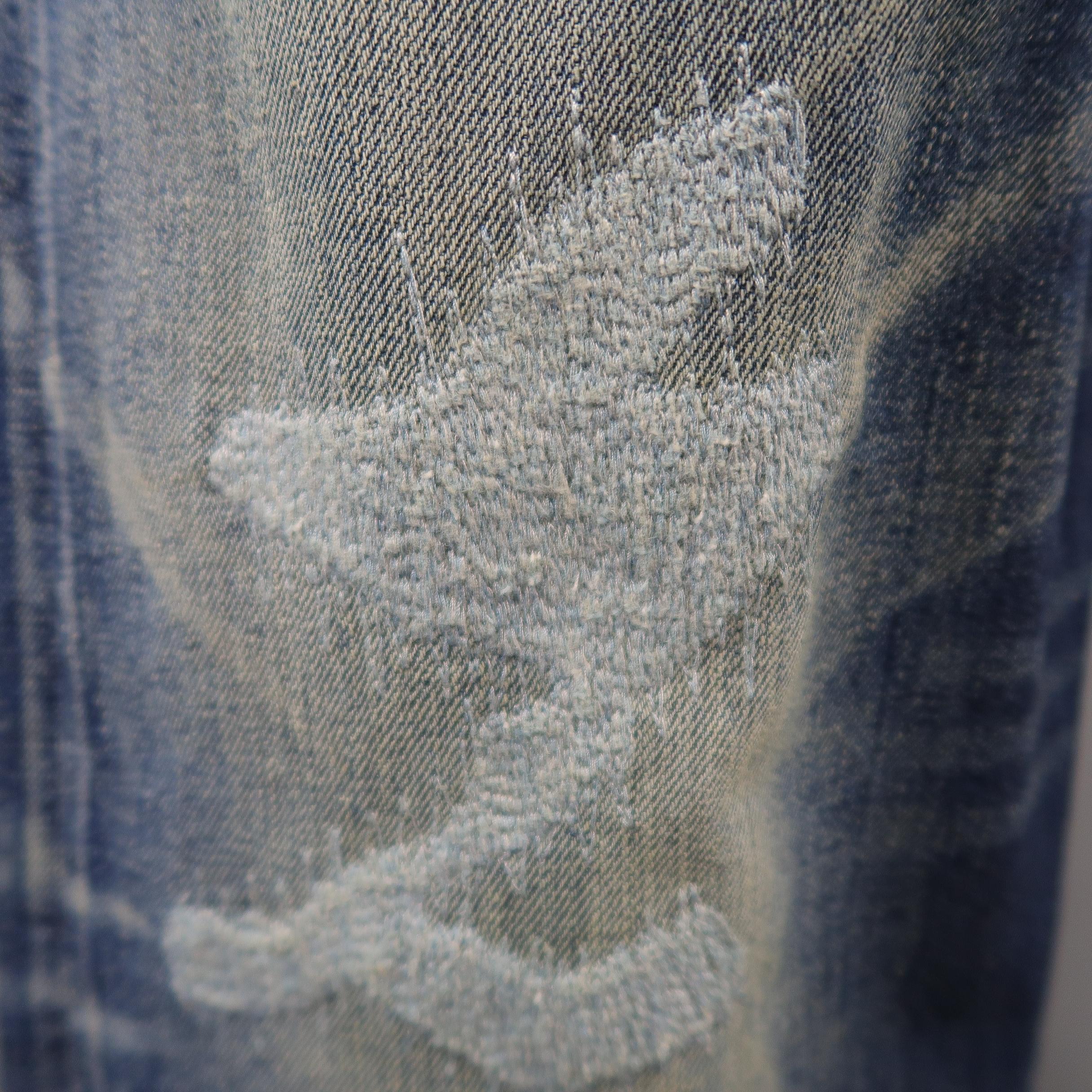 LEVI'S VINTAGE Size 35 Indigo Washed Distressed Selvedge Denim Jeans 2