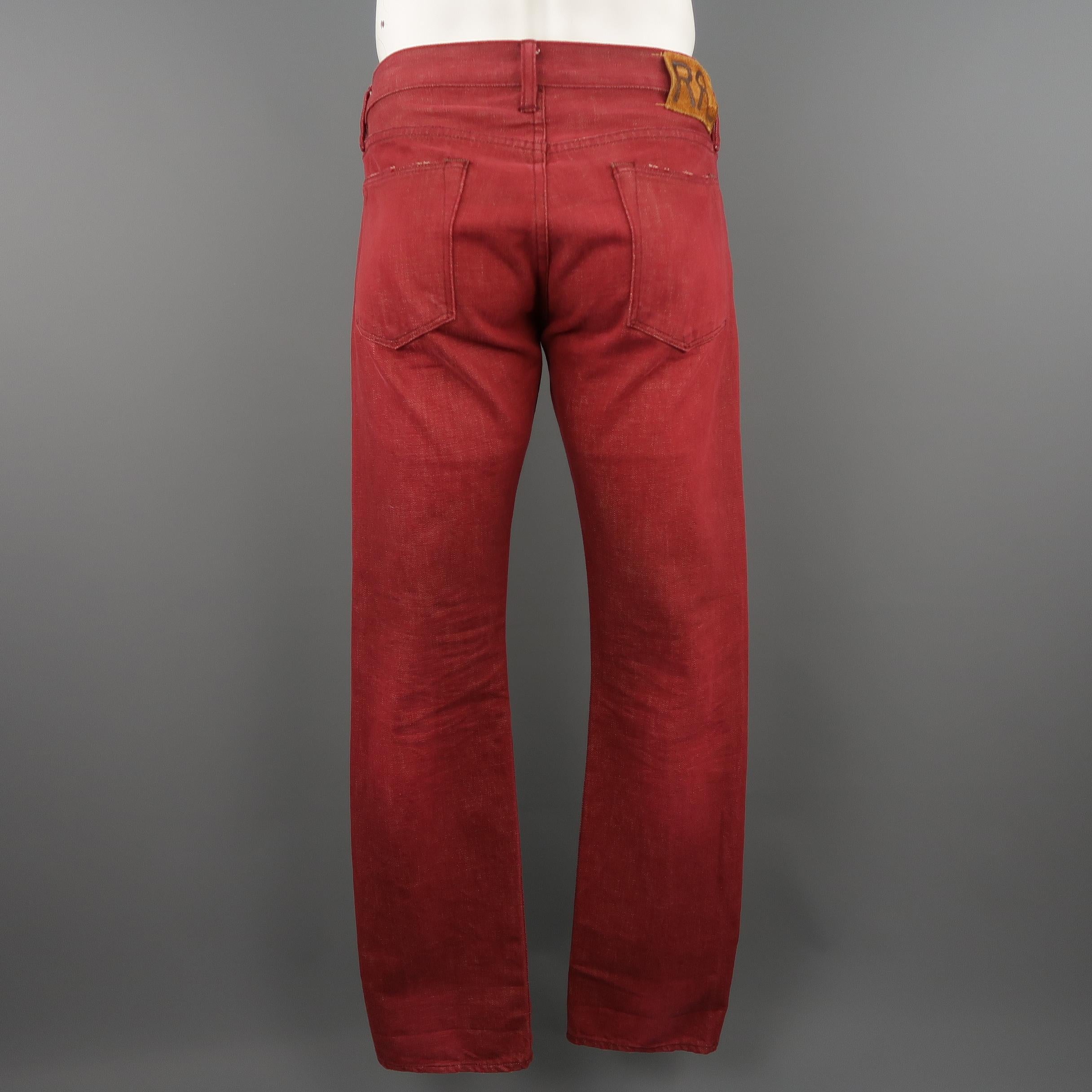 Men's RRL by RALPH LAUREN Size 33 Red Selvedge Denim Jeans