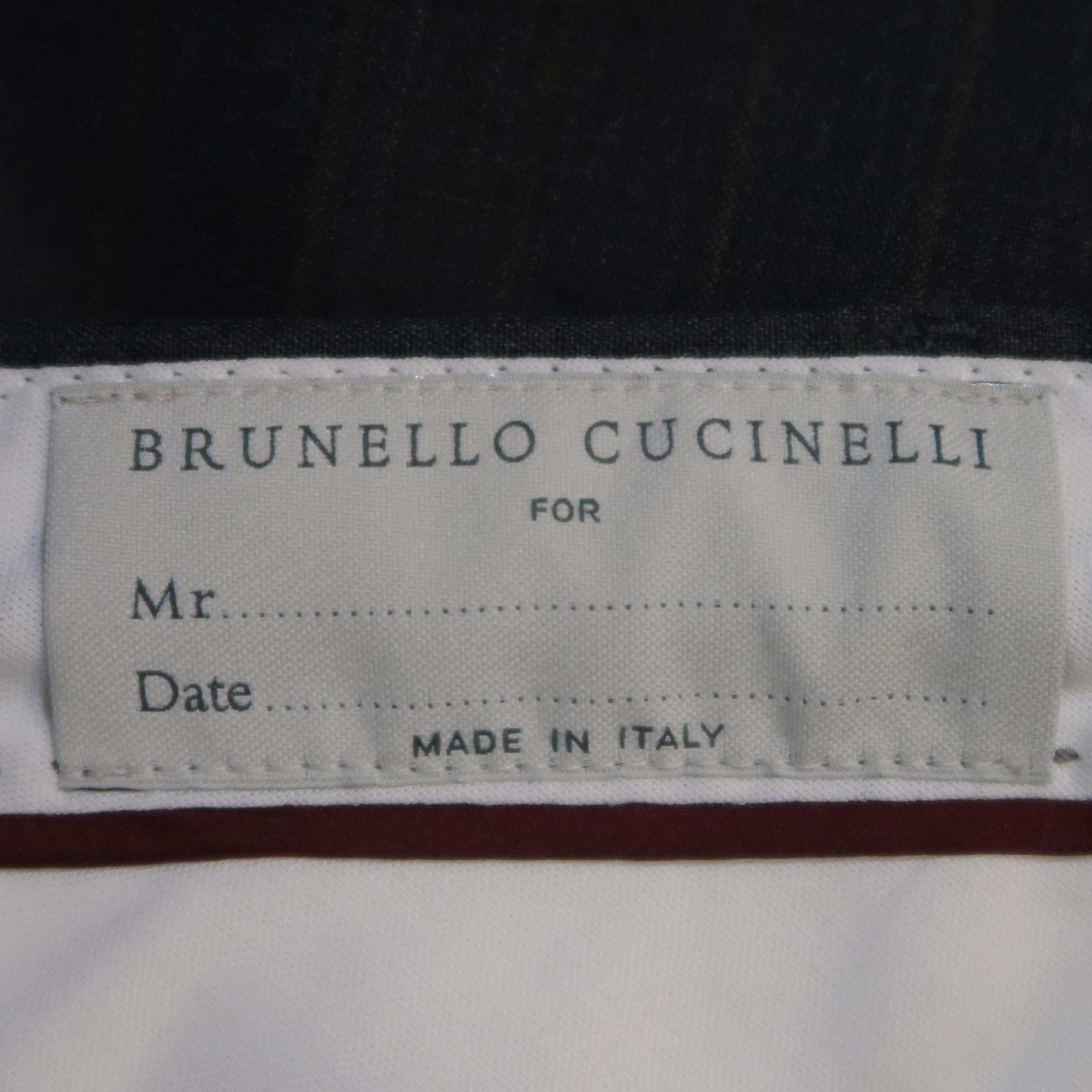 BRUNELLO CUCINELLI Size 32 Dark Gray Stripe Wool Dress Pants 2