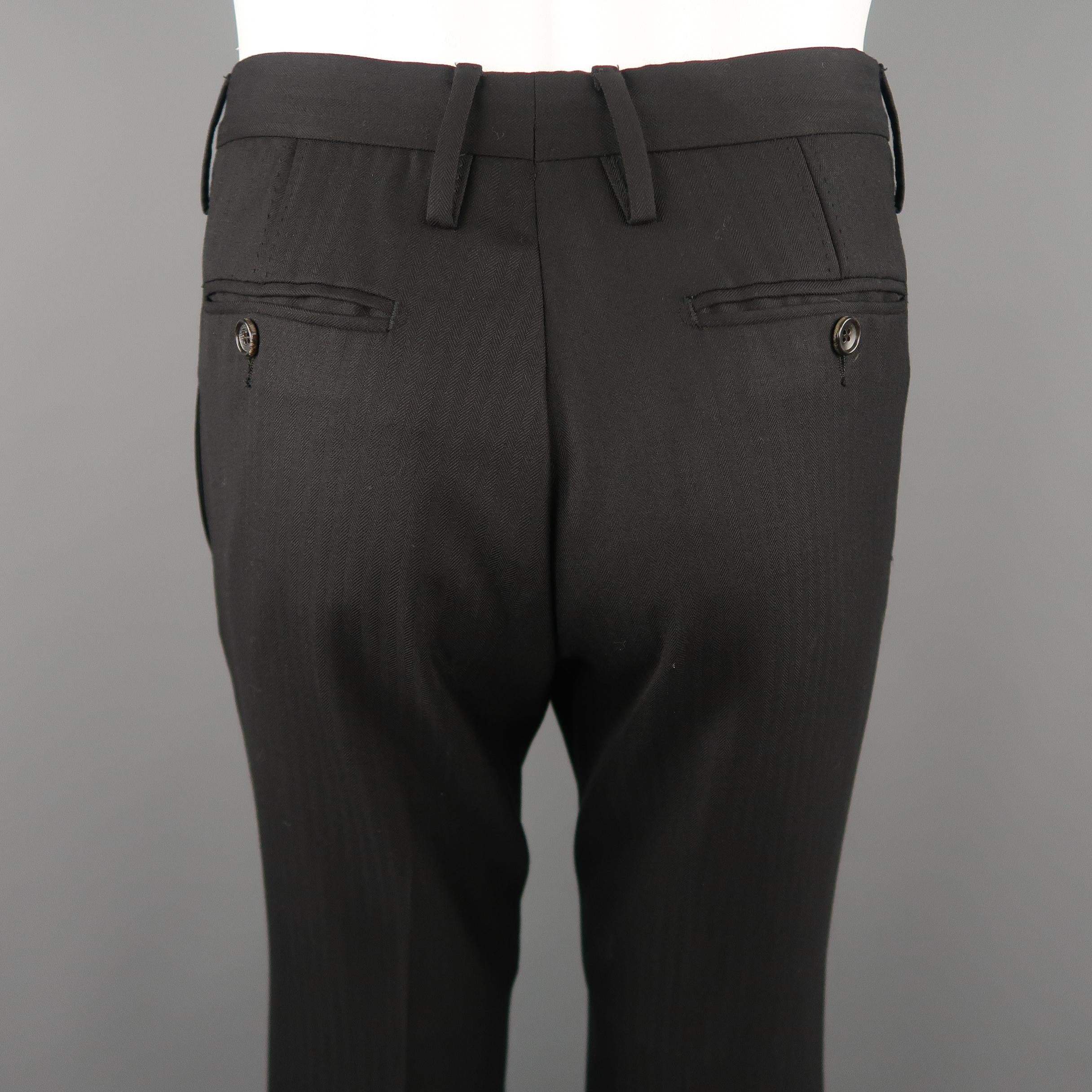 Women's or Men's GUCCI Size 31 Black Herringbone Wool Dress Flared Pants