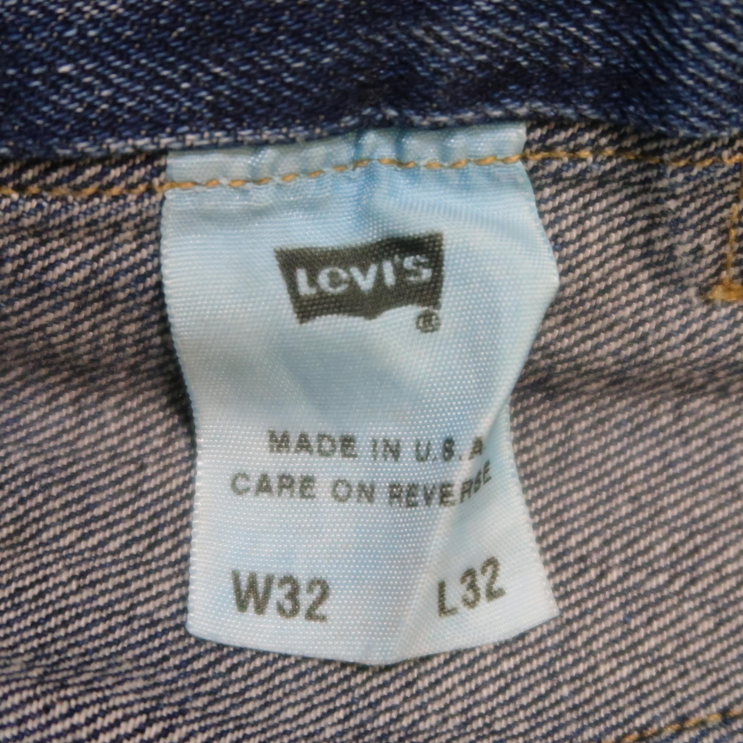 LEVI'S VINTAGE Size 32 Indigo Distressed Selvedge Denim Jeans 4