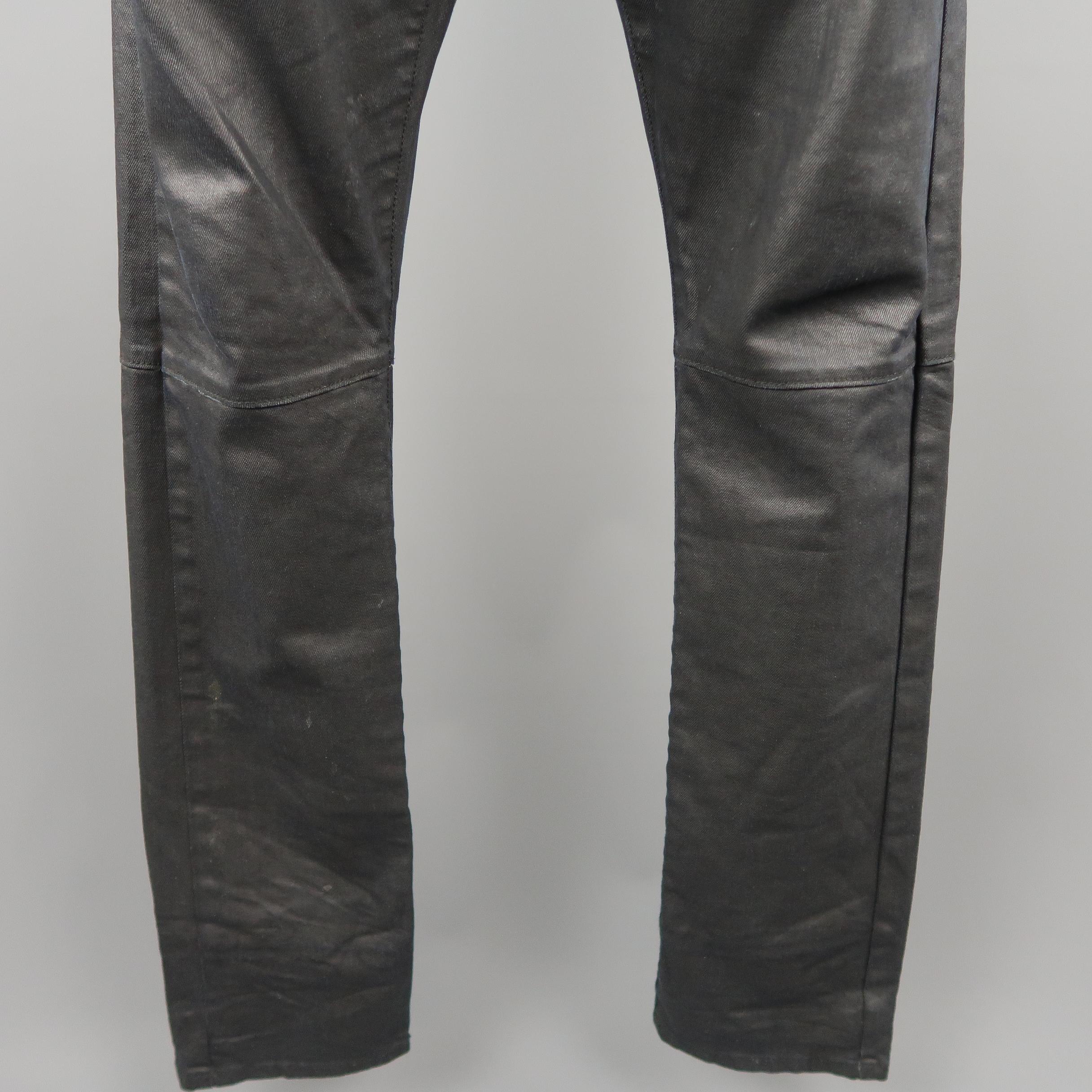 Men's VALENTINO Size 36 Black Solid Cotton Blend Jeans