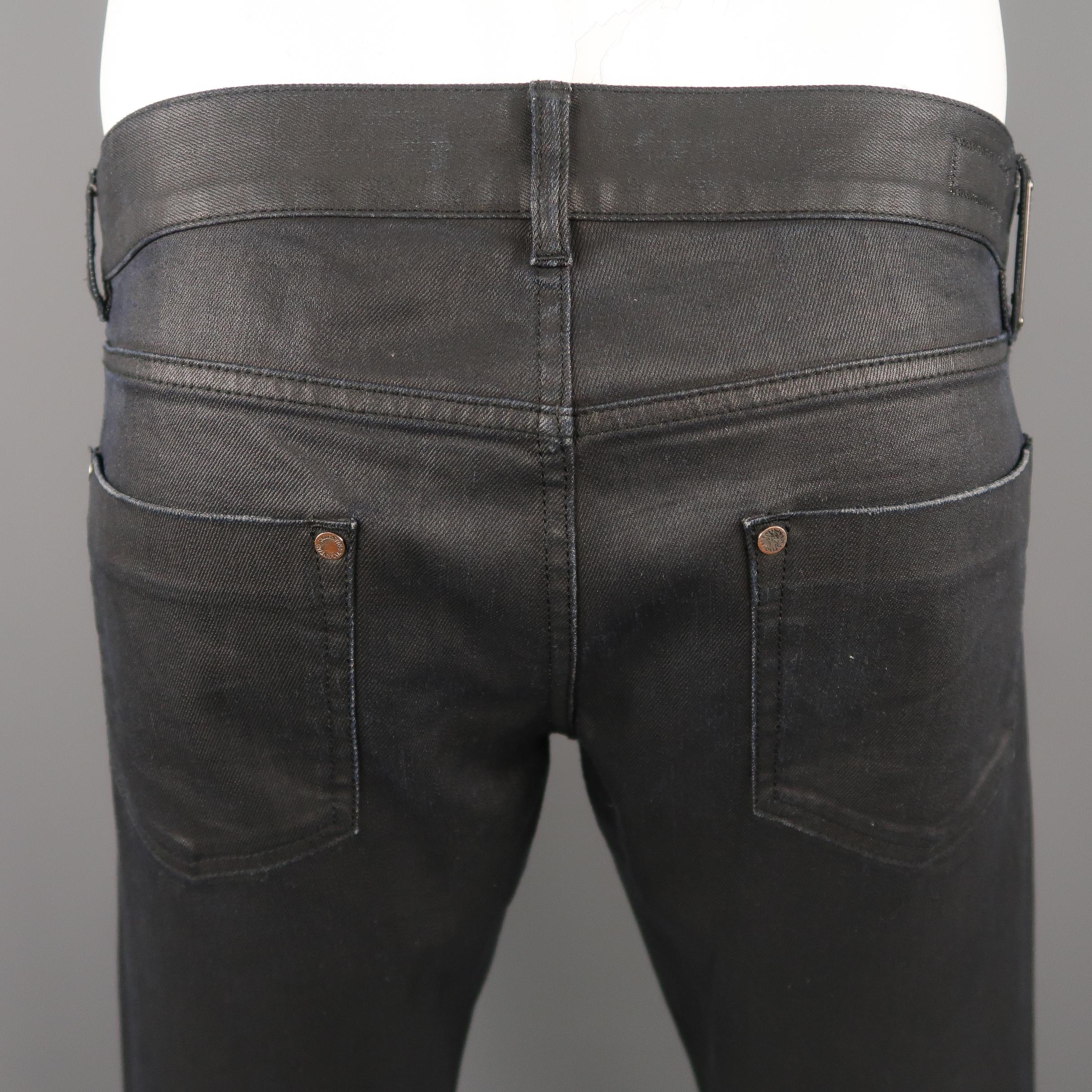 VALENTINO Size 36 Black Solid Cotton Blend Jeans 2