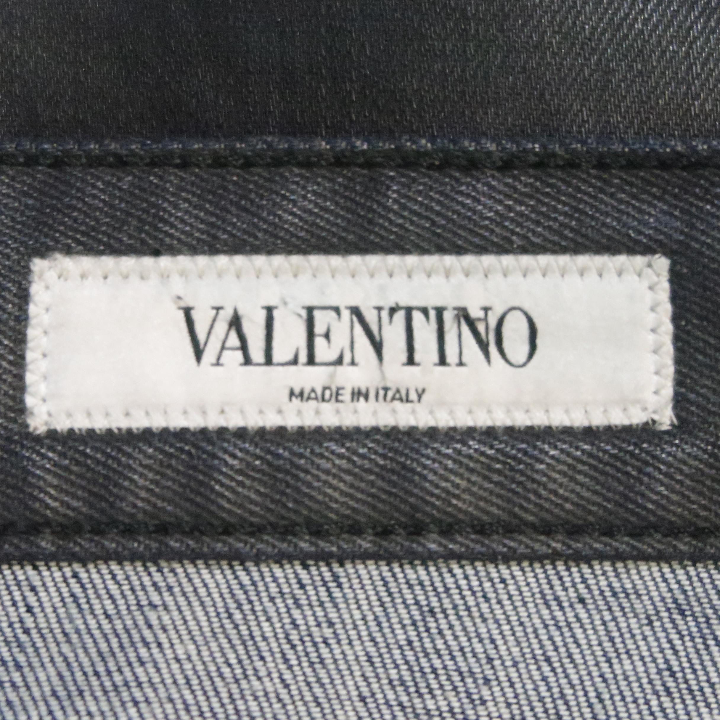 VALENTINO Size 36 Black Solid Cotton Blend Jeans 5