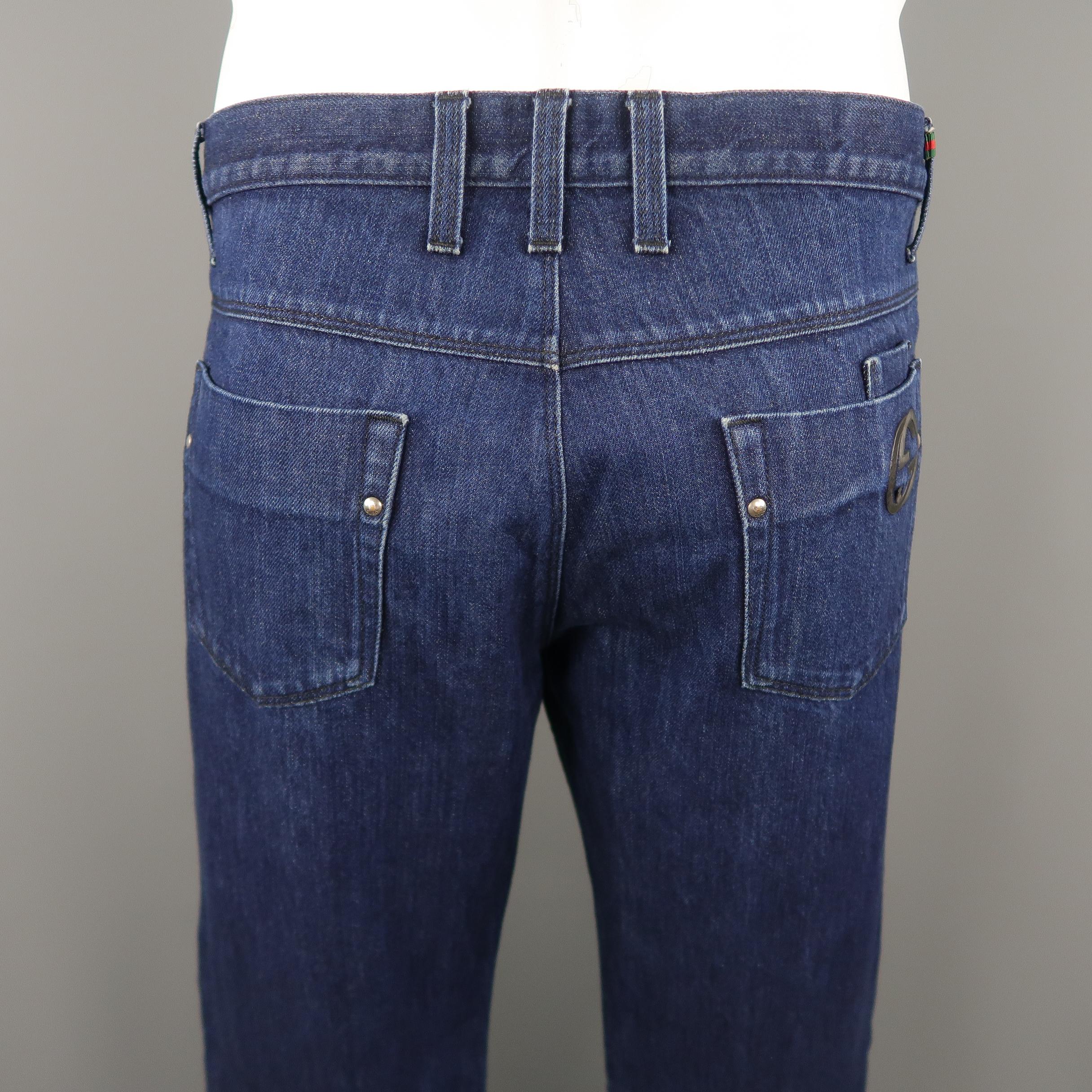 GUCCI Size 38 Indigo Solid Denim Jeans In Excellent Condition In San Francisco, CA