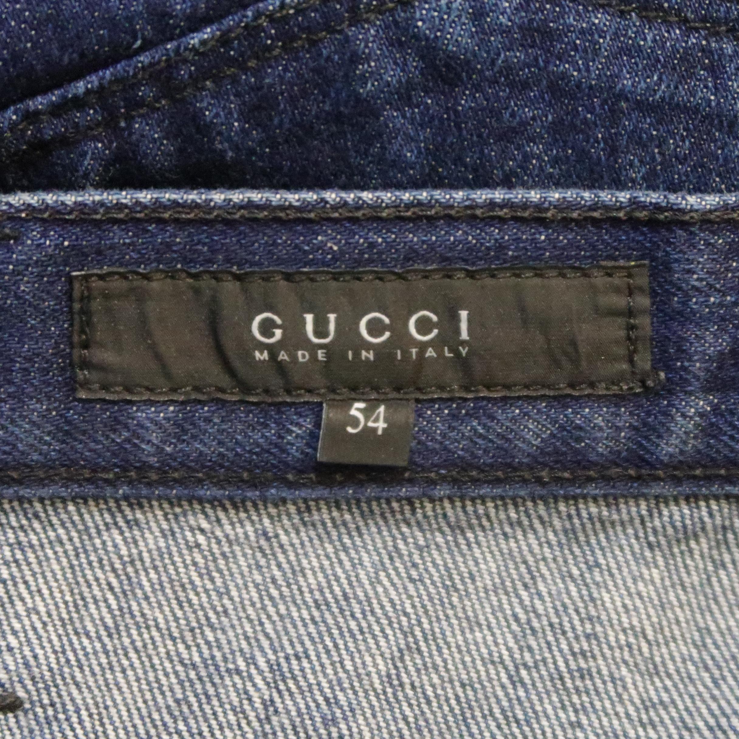 GUCCI Size 38 Indigo Solid Denim Jeans 1